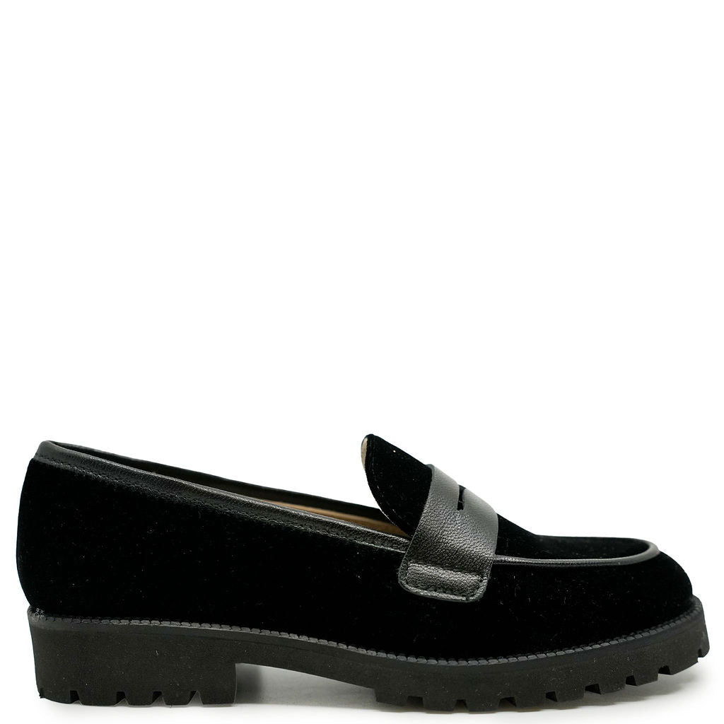 Beberlis Black Velvet Chunky Loafers for Women - Comfortable Slip-On Dress Shoes for Work, Office & Casual Outfits | Perfect for Business, Travel & Everyday Wear