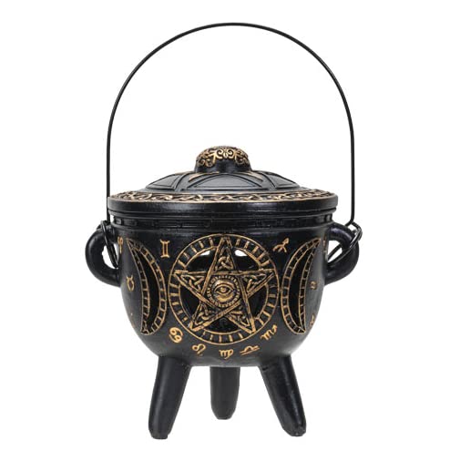 Pacific Giftware LED Triple Moon Ornamental Gold Accent Cauldron 7.2