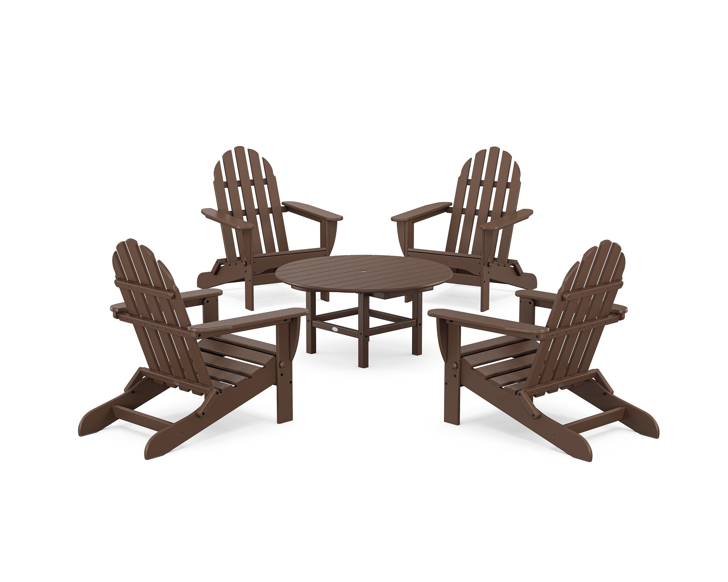 POLYWOOD Classic Folding Adirondack 5-Piece Outdoor Patio Conversation Set - Perfect for Backyard, Poolside, and Garden Relaxation