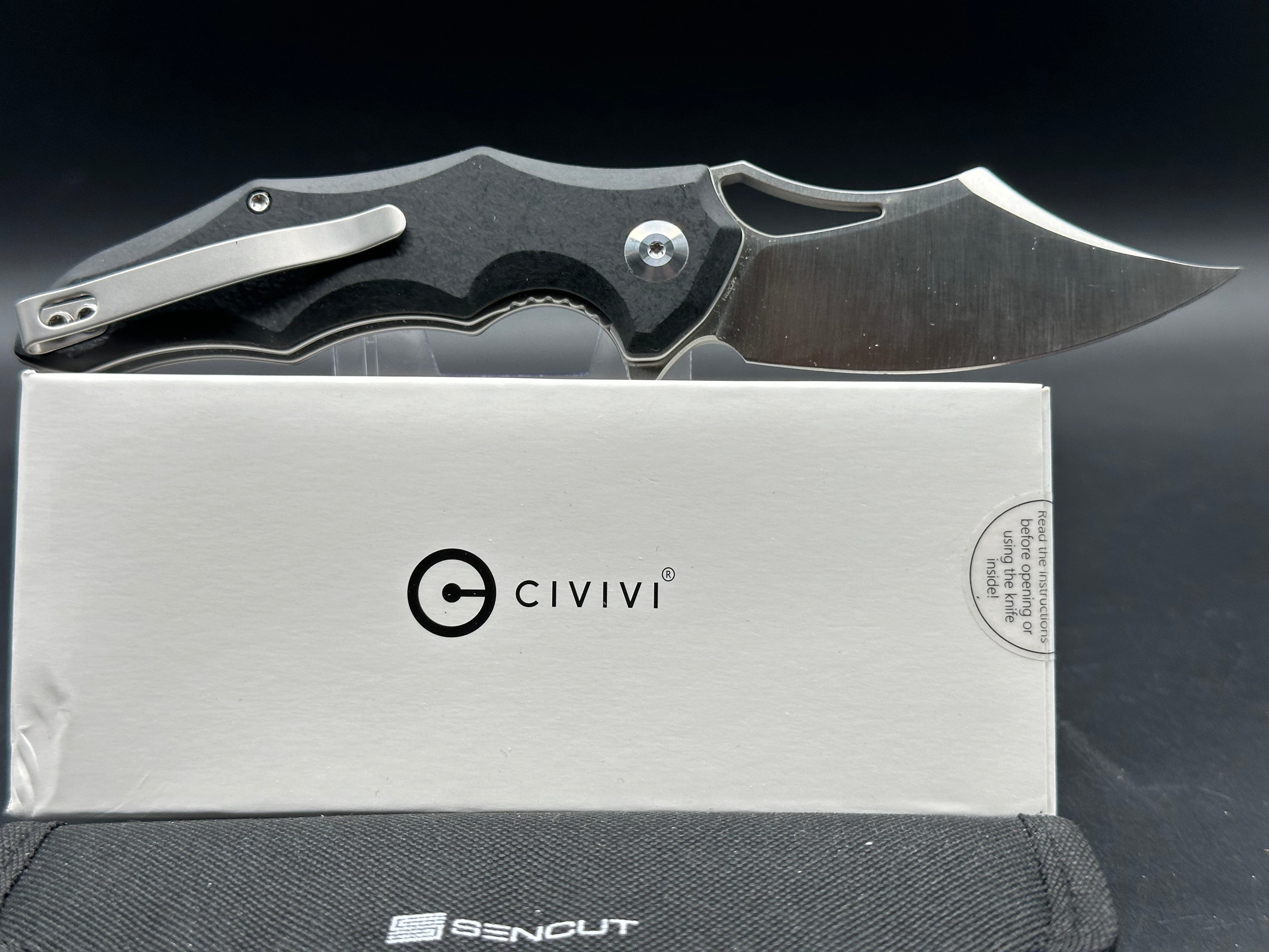 CIVIVI CHIRO Folding Pocket Knife - 14C28N Stainless Steel Blade, Black Handle, Clip Point Plain Edge Satin Finish - Perfect for Camping, Hiking & Everyday Carry (EDC)