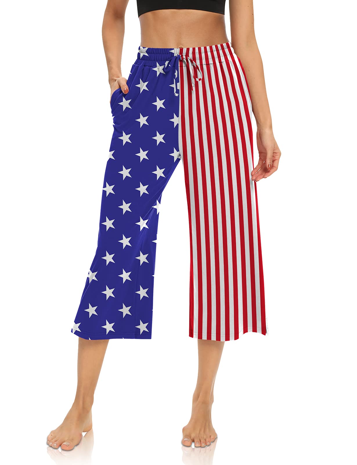 DIBAOLONG Women's Capri Pants - Loose Yoga Pants with Wide Leg, Drawstring Waist & Pockets - Comfy Lounge Pajama Sweatpants for Yoga, Workout & Home Relaxation