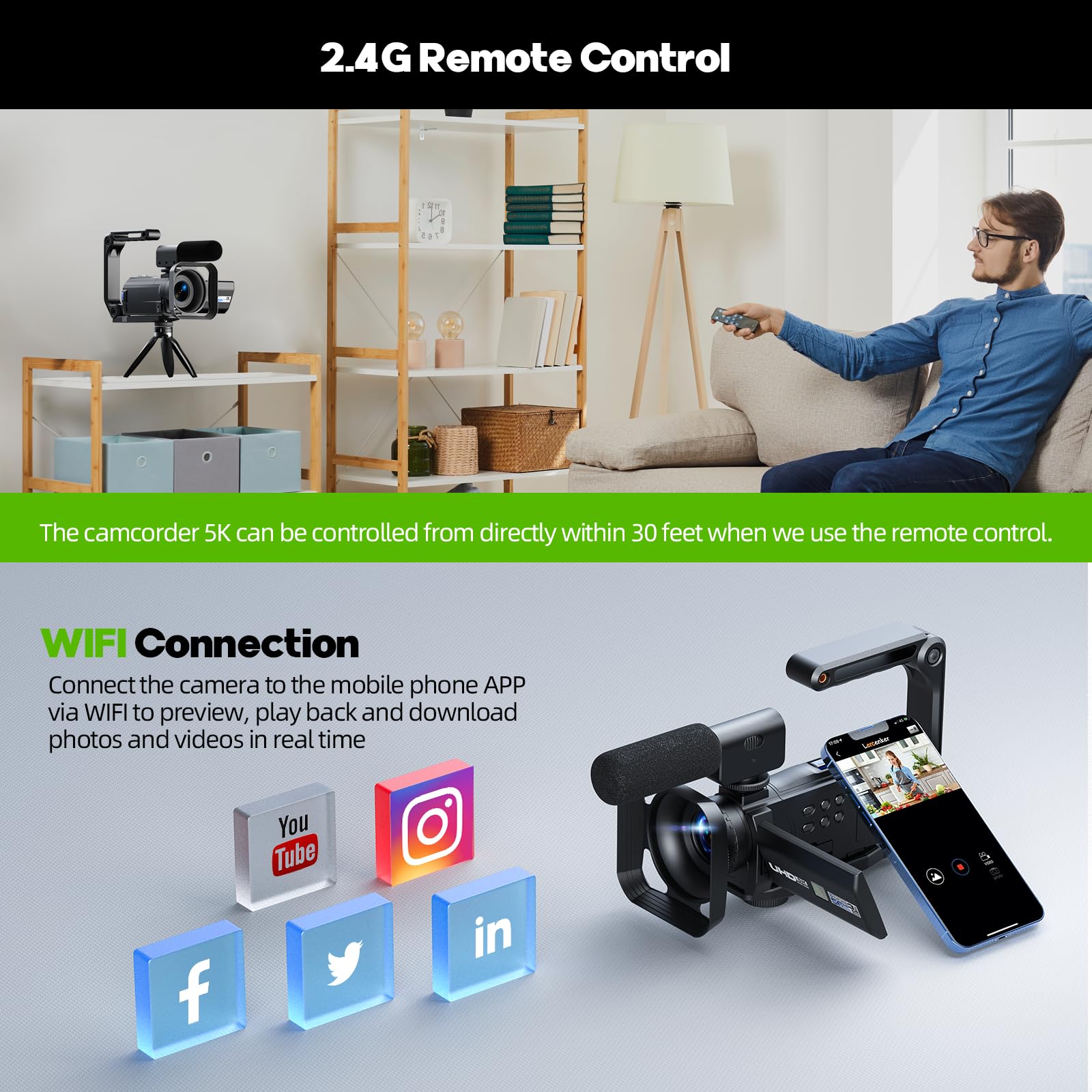 HOTPEAK 5K Dual Lens WiFi Video Camera with IR Night Vision - 3