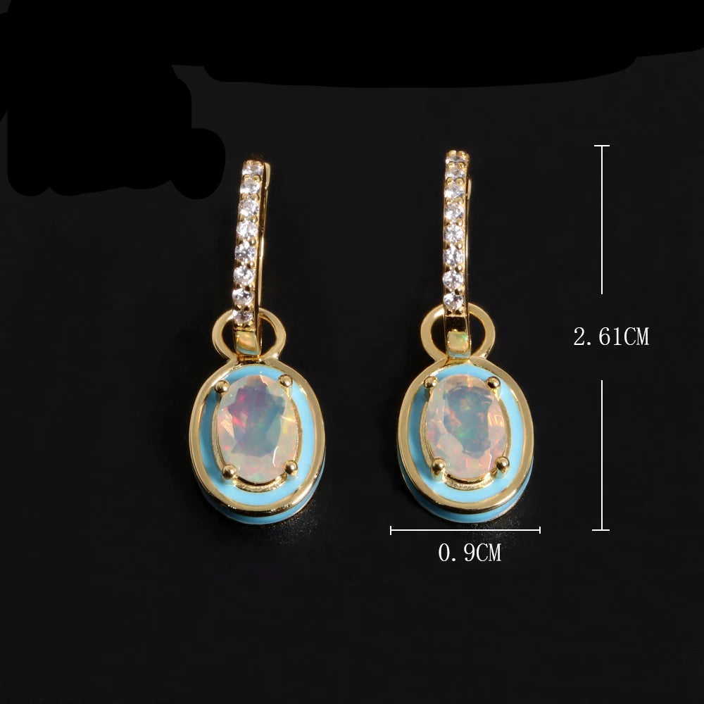 Divine Opal Earrings for Women - Elegant Dangle Drop Earrings with Genuine Opal Gemstone | Perfect for Weddings, Parties & Special Occasions