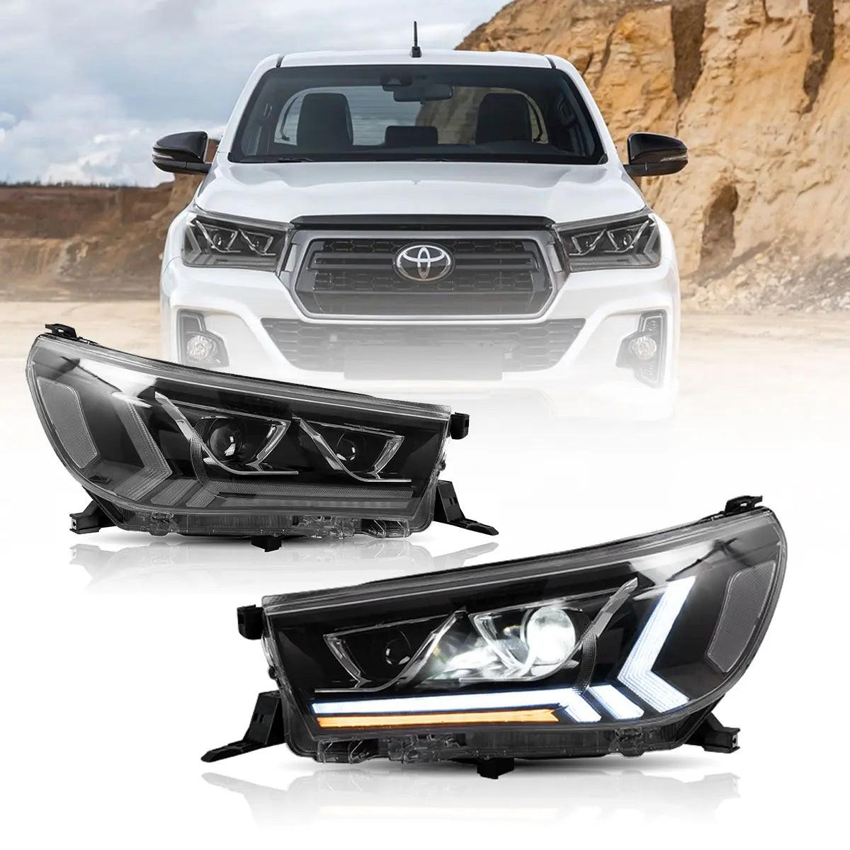 LED Headlight Assembly Dual Beam Projector Black for 2015-2020 Toyota Hilux SR5 8th Gen (GUN125, GUN126R) Pre-Facelift - Upgrade Your Night Driving Safety & Style