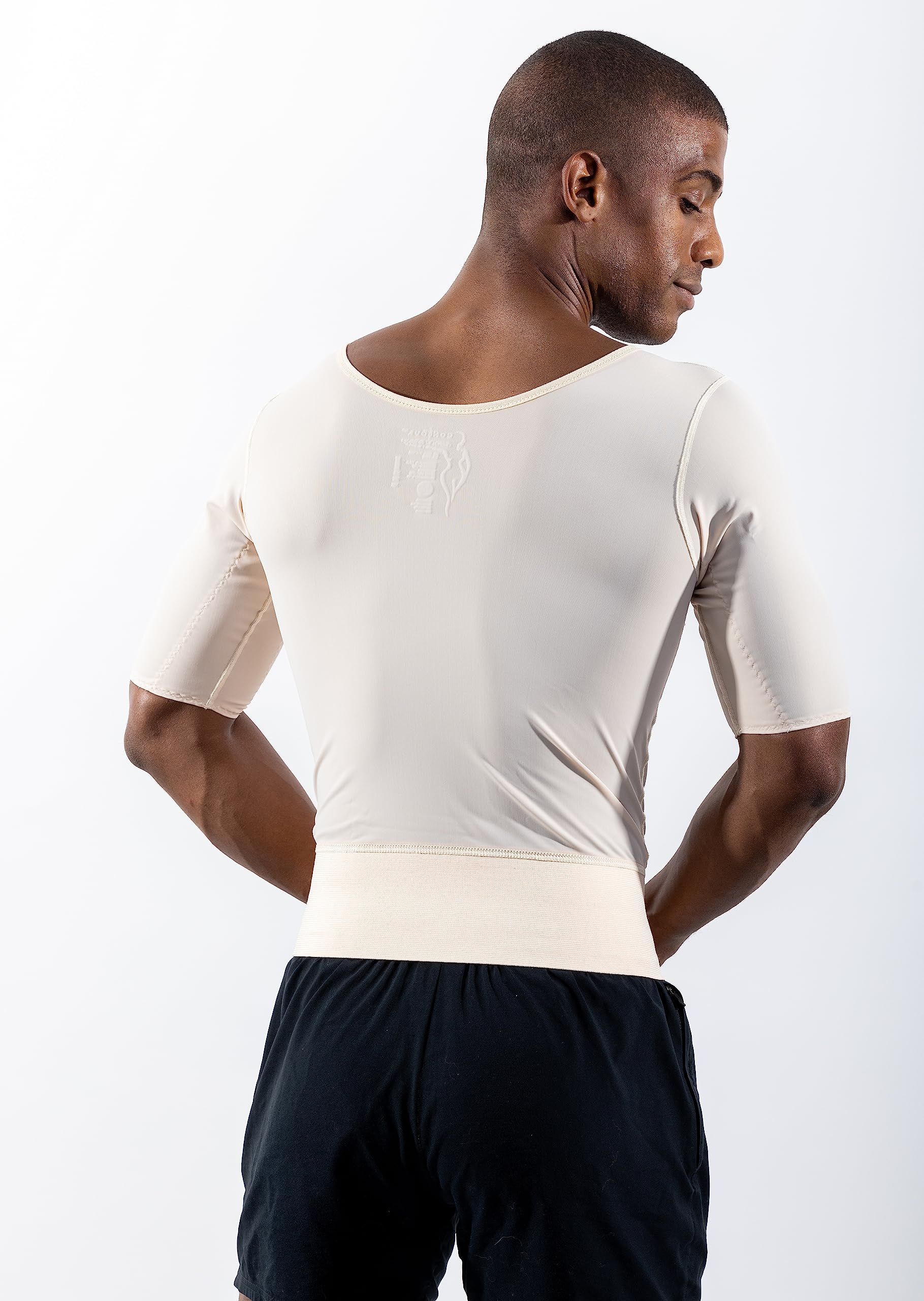 Post Gynecomastia Surgery Chest Compression Vest for Men with Sleeves - 11S BG S Beige - Post-Op Recovery, Swelling Reduction & Comfort Support for Gynecomastia Patients