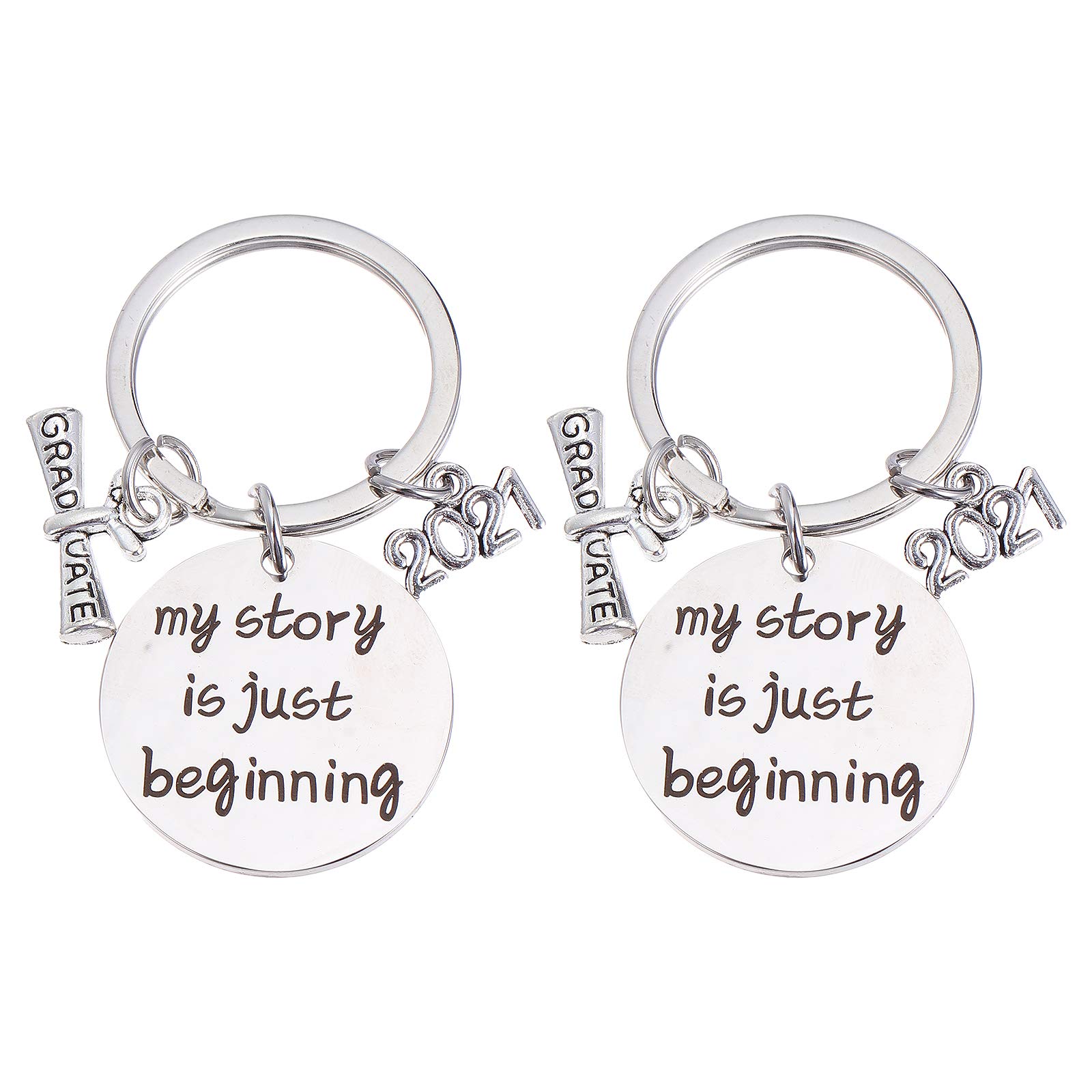 VALICLUD 2-Pack Graduation Keychain Set - Inspirational Letter Keyrings for Graduates, Perfect Graduation Gifts for Students, Teachers & Friends - Great for Backpacks, Purses & Keepsake Memories