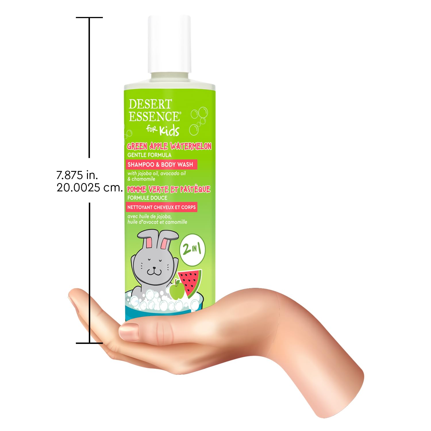 Desert Essence Kids Green Apple Watermelon 2-in-1 Shampoo & Body Wash + Conditioning Detangler Bundle 12 fl oz | Vegan, Gluten-Free, Cruelty-Free | Nourishing Formula for Soft Hair & Skin | Perfect for Kids Bath Time & Daily Hair Care