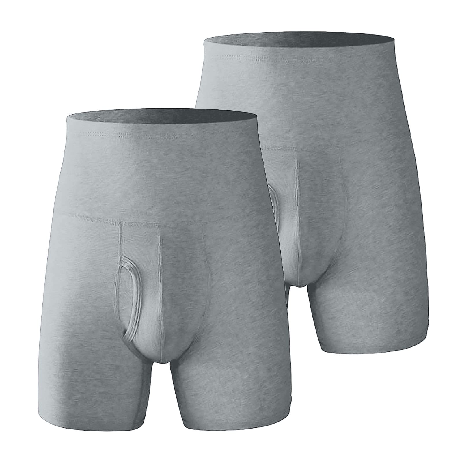 Men's Cotton Boxer Briefs 2-Pack - Breathable Anti-Ride Up Sport Underwear for Workout & Everyday Comfort