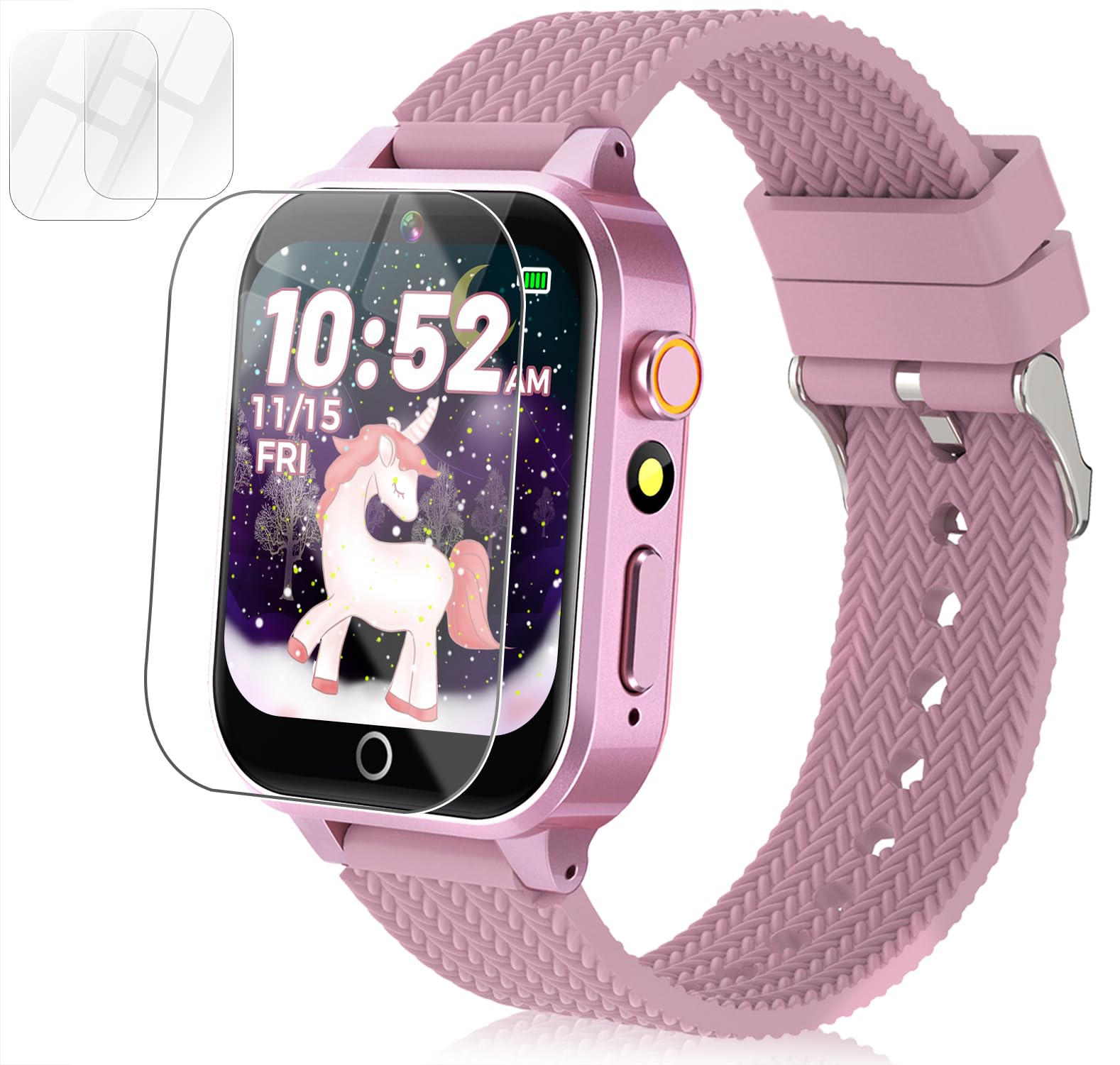 Smart Watch for Kids Girls Age 3-12 - 26 Games, HD Camera, Touchscreen, Music Player, Pedometer, Learning Cards, Audiobooks, Metal Case - Perfect for Birthday Gifts, School Activities & Outdoor Play (Pink) with 2 Screen Protectors