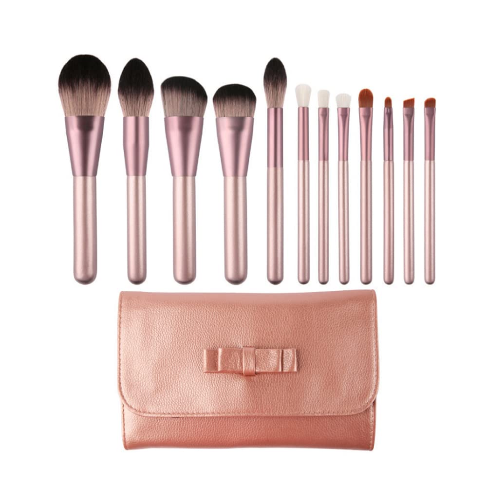 Professional 12-Piece Wooden Handle Makeup Brush Set - Foundation, Concealer, Blush & Eyeshadow Brushes with Beauty Blender & Makeup Bag | Perfect for Daily Makeup, Professional Salon Use & Travel Essentials