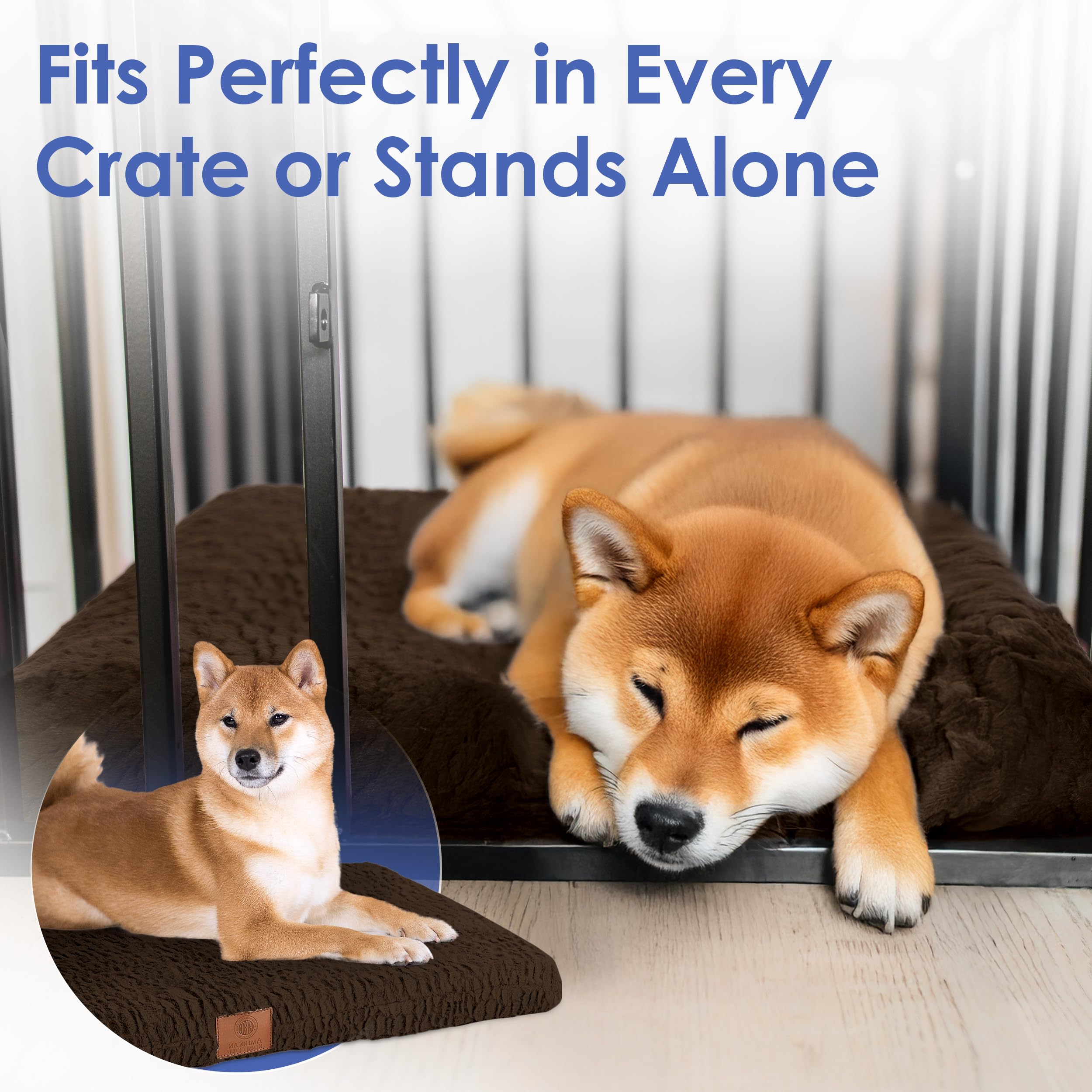 AKC Orthopedic Memory Foam Dog Crate Bed - Egg Crate Foam for Joint Pain Relief, Washable Cover with Non-Skid Bottom, Breathable & Durable Pet Bed (30x22 Inches, Brown) - Perfect for Crates, Kennels & Dog Houses
