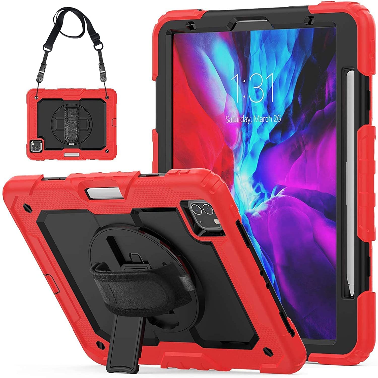 2020 iPad Pro 12.9 Case with Screen Protector - Shockproof Rugged Protective Cover for iPad Pro 12.9 (5th Gen) | Perfect for Travel, Work & Outdoor Activities