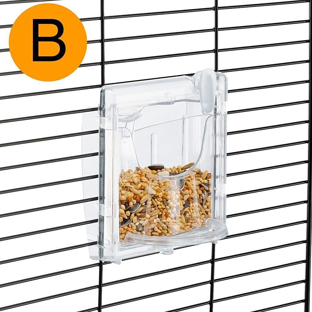 Ferplast Rekord 3 Canary Bird Cage - White Metal with Blue Plastic Base (49x30x48.5cm) | Includes Accessories & Rotating Feeders | Durable Home & Aviary Use for Small Birds