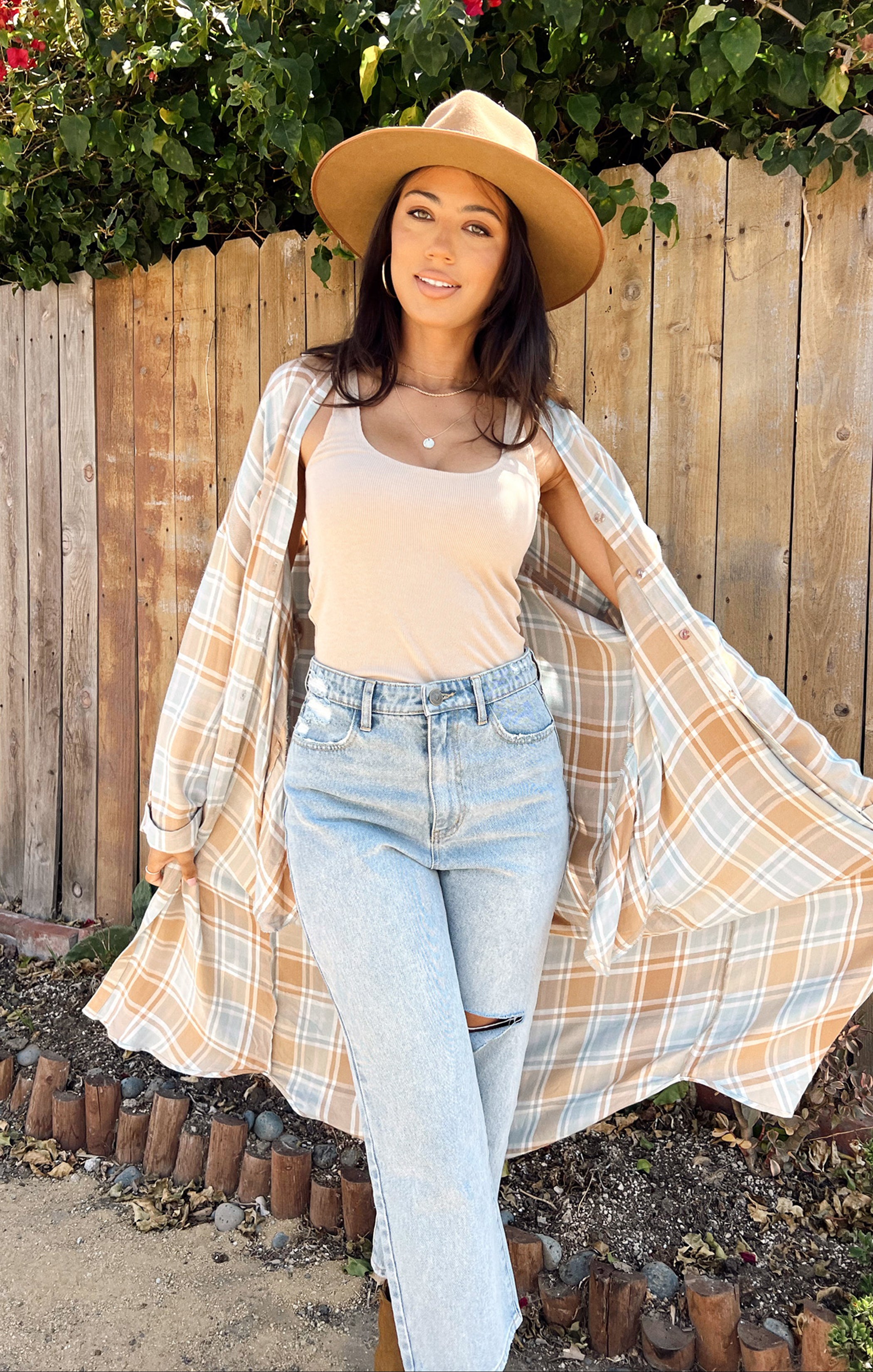 Leo Button Down Tunic Top - Stylish Georgetown Plaid Flannel Shirt for Women | Casual Office Wear & Fall Layering Outfit