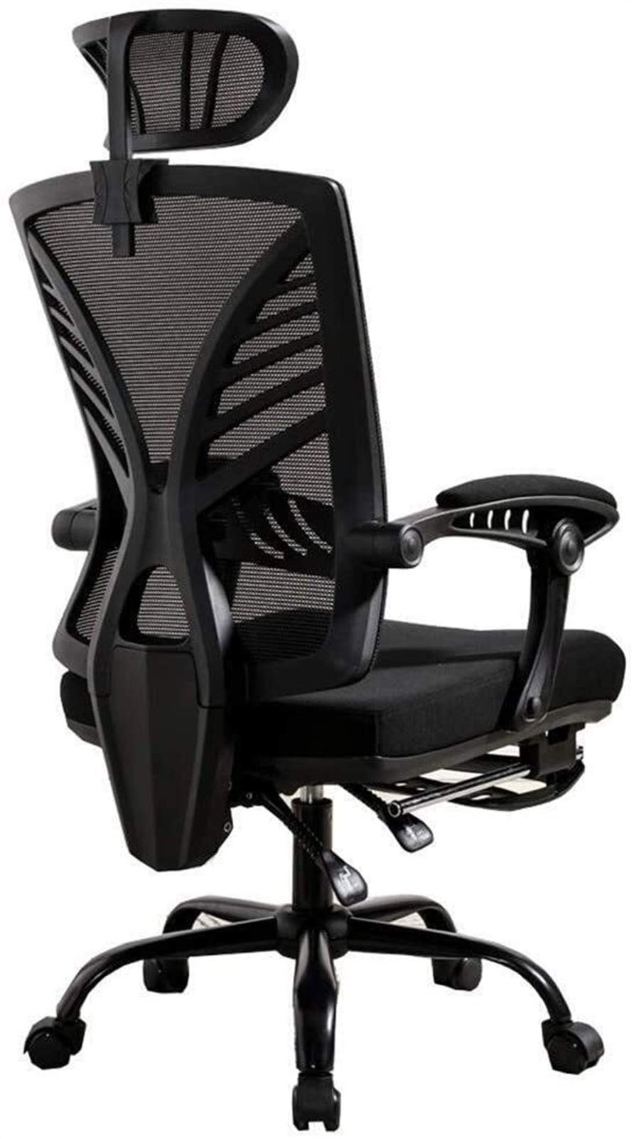 Ergonomic High Back Mesh Office Chair - 145° Reclining Executive Swivel Chair with Adjustable Headrest & Footrest, 150kg Weight Capacity (Black) - Perfect for Home Office, Gaming, and Workspaces