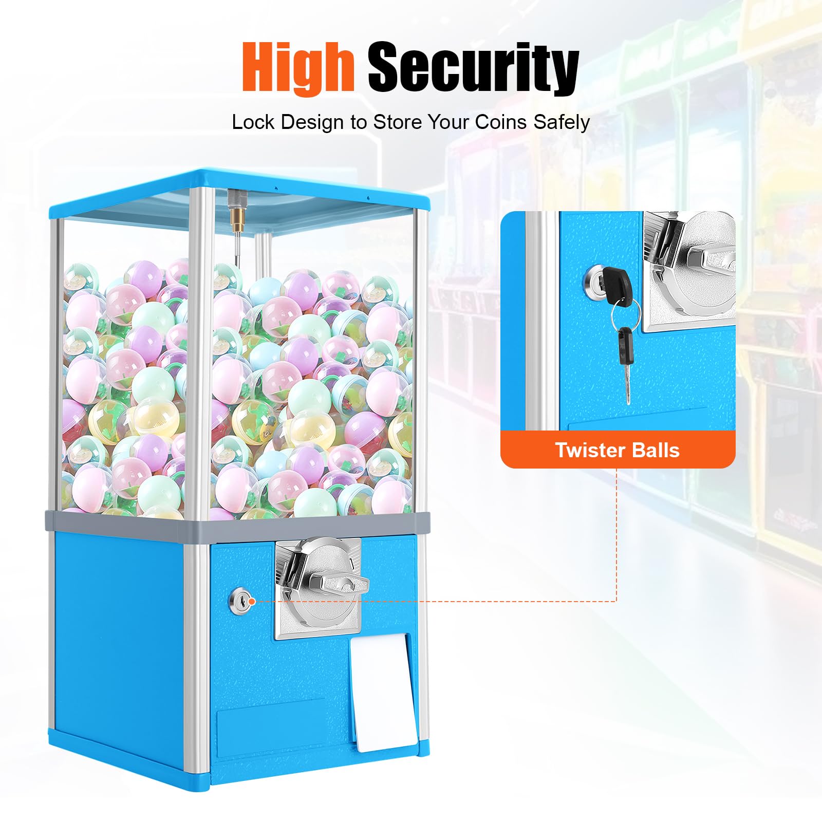 25 Cent Coin Operated Vending Machine - Large Capacity Bubble Capsule Toy & Candy Dispenser for Game Stores, Retail Stores - Perfect for Arcades, Malls, and Family Entertainment Centers