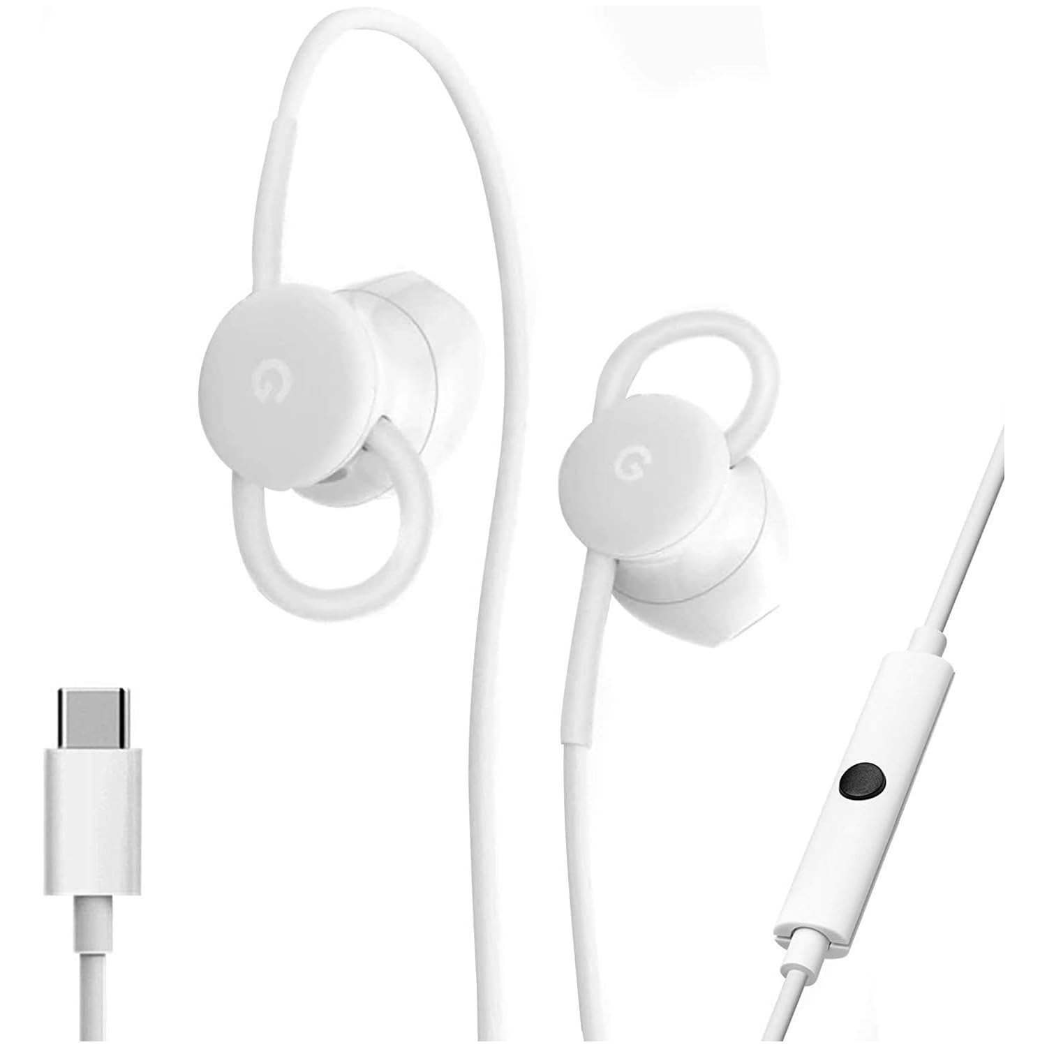 Premium Wired USB-C Earbuds with Inline Controls - Comfortable Noise Isolating Headphones for Android Phones, Laptops & Tablets - Perfect for Workouts, Commuting & Gaming (White)