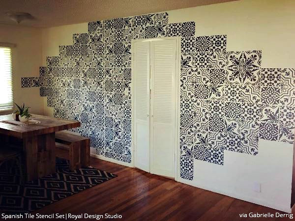 Spanish Tile Stencil Set for DIY Home Decor - Reusable Painting Templates for Walls, Floors & Furniture - Perfect for Mediterranean, Moroccan & Spanish Style Designs