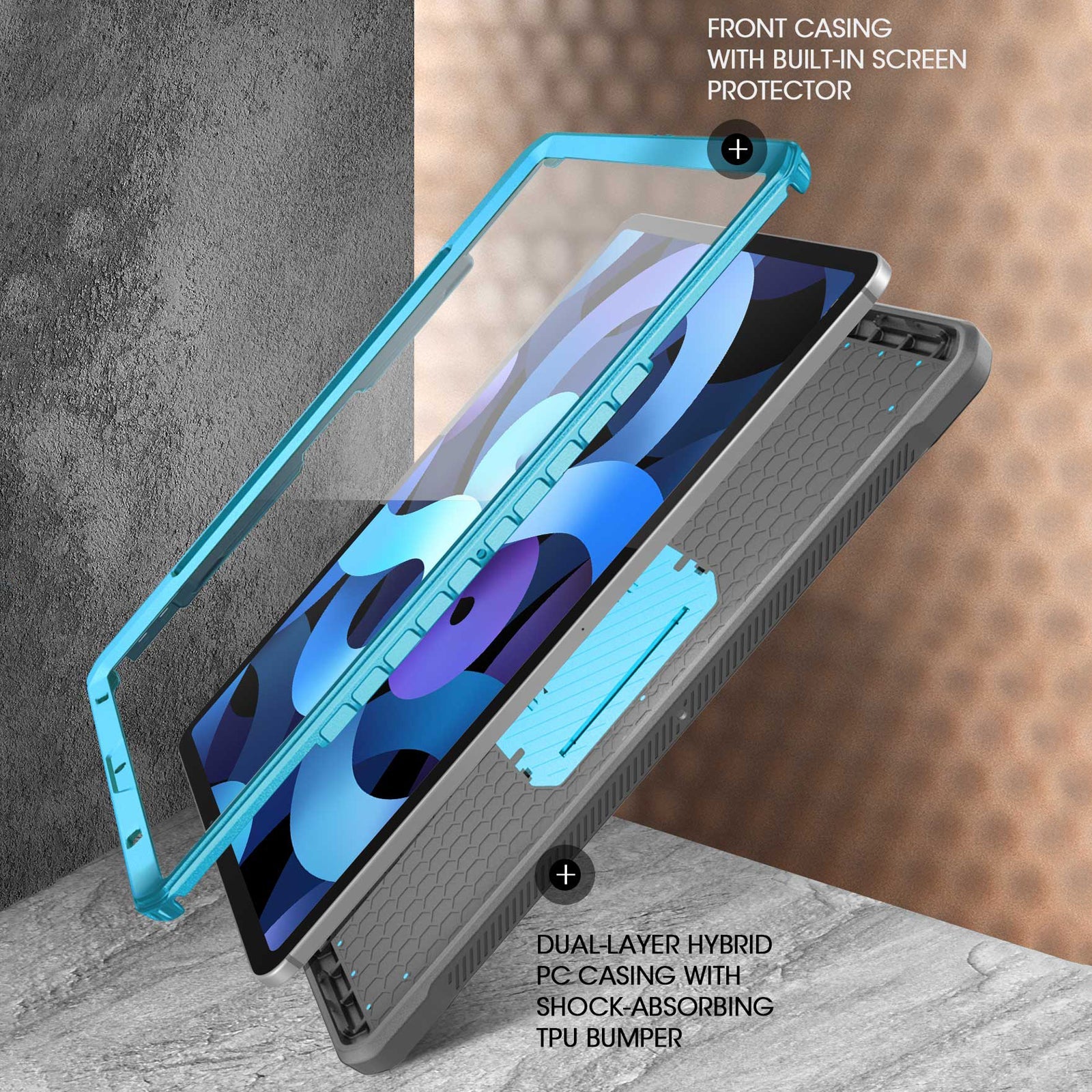 iPad Air 4/5 Unicorn Beetle PRO Rugged Case with Kickstand - Shockproof & Drop Protection - Blue (Open Box) - Perfect for Outdoor Adventures, Work & Travel
