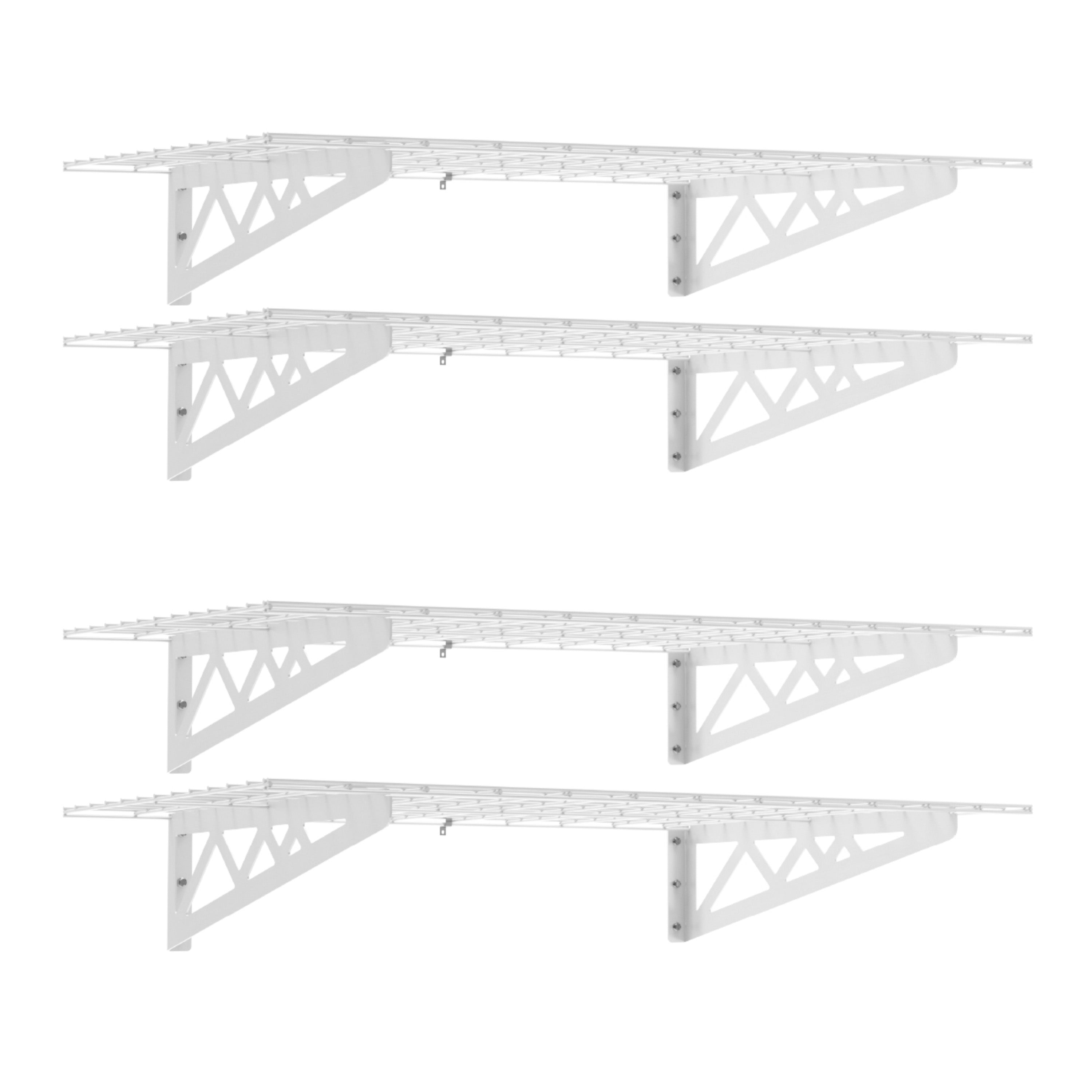 24 x 48 Inch Wall Shelves Set - 4 Pack with Hooks for Home & Office Storage | Floating Shelves for Bedroom, Living Room, Kitchen & Bathroom Organization