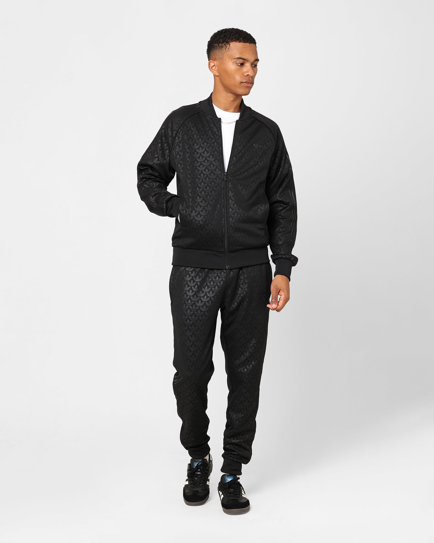 Adidas Adicolor Monogram Straight Track Pants for Men - Black Athletic Joggers for Running, Gym & Casual Wear