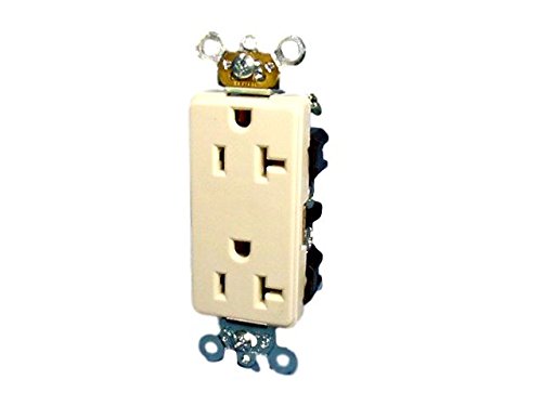 Leviton Almond Decora 20A Industrial Outlet Duplex Receptacle - 16262-A (Boxed) - Heavy-Duty Electrical Outlet for Workshops, Garages & Industrial Use