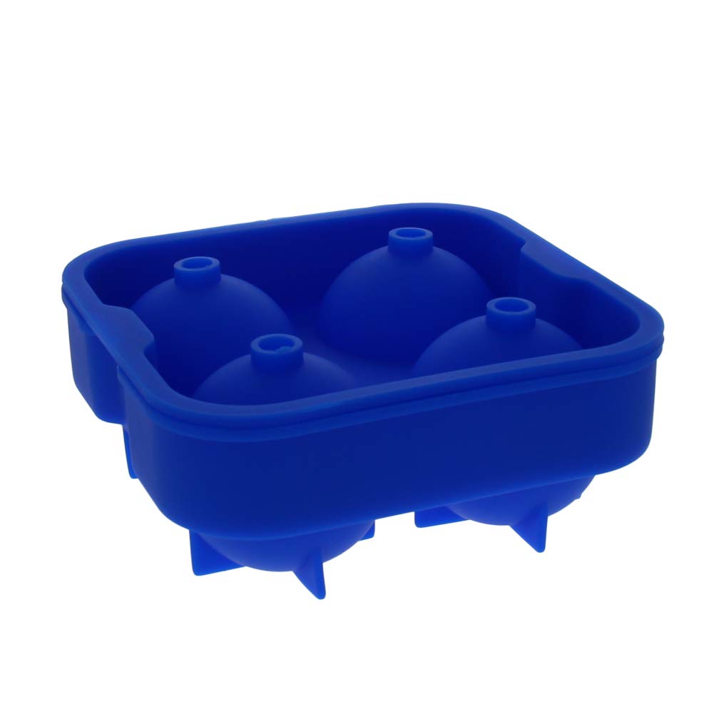 Utoolmart 4 Holes Ice Ball Maker Mold - Flexible Blue Silicone Ice Cube Tray for Whiskey, Cocktails & Drinks - Perfect Christmas Gift for Home Bar & Party Use (1 Piece)