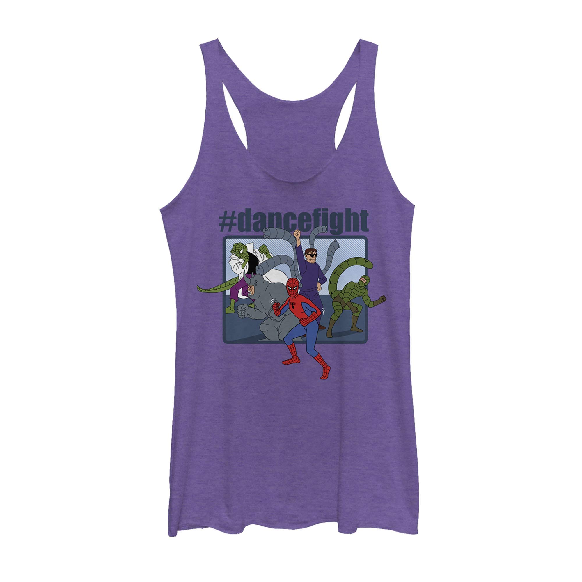 Marvel Classic Dance Fight Women's Racerback Tank Top - Superhero Graphic Tee for Cosplay, Gym & Casual Wear