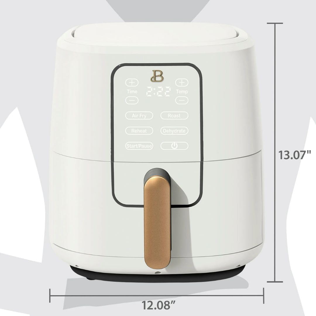 6 Qt Air Fryer with TurboCrisp Technology - Touchscreen Control, Adjustable Temp 175°F-400°F, Nonstick Basket, Fast & Even Cooking - Perfect for Family Dinners, Meal Prep & Healthy Snacks - White Icing Design