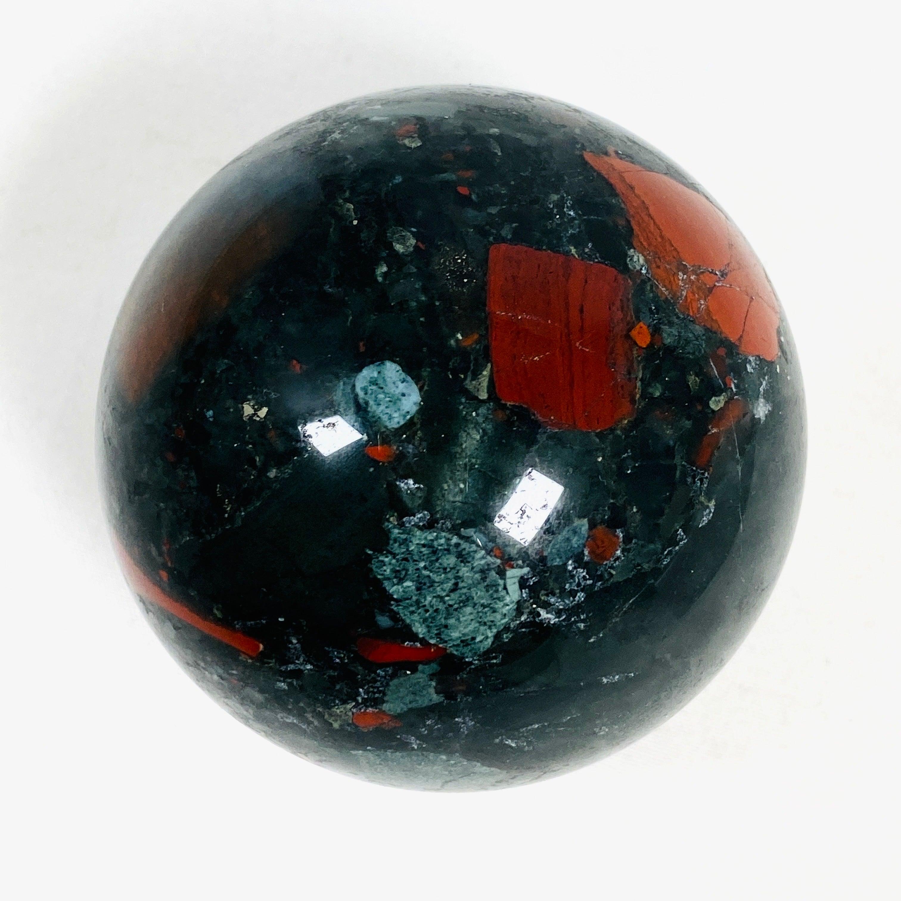 African Bloodstone Sphere ABS 2 - Natural Healing Crystal for Meditation, Energy Work & Home Decor - Perfect for Reiki, Chakra Balancing & Spiritual Gifts