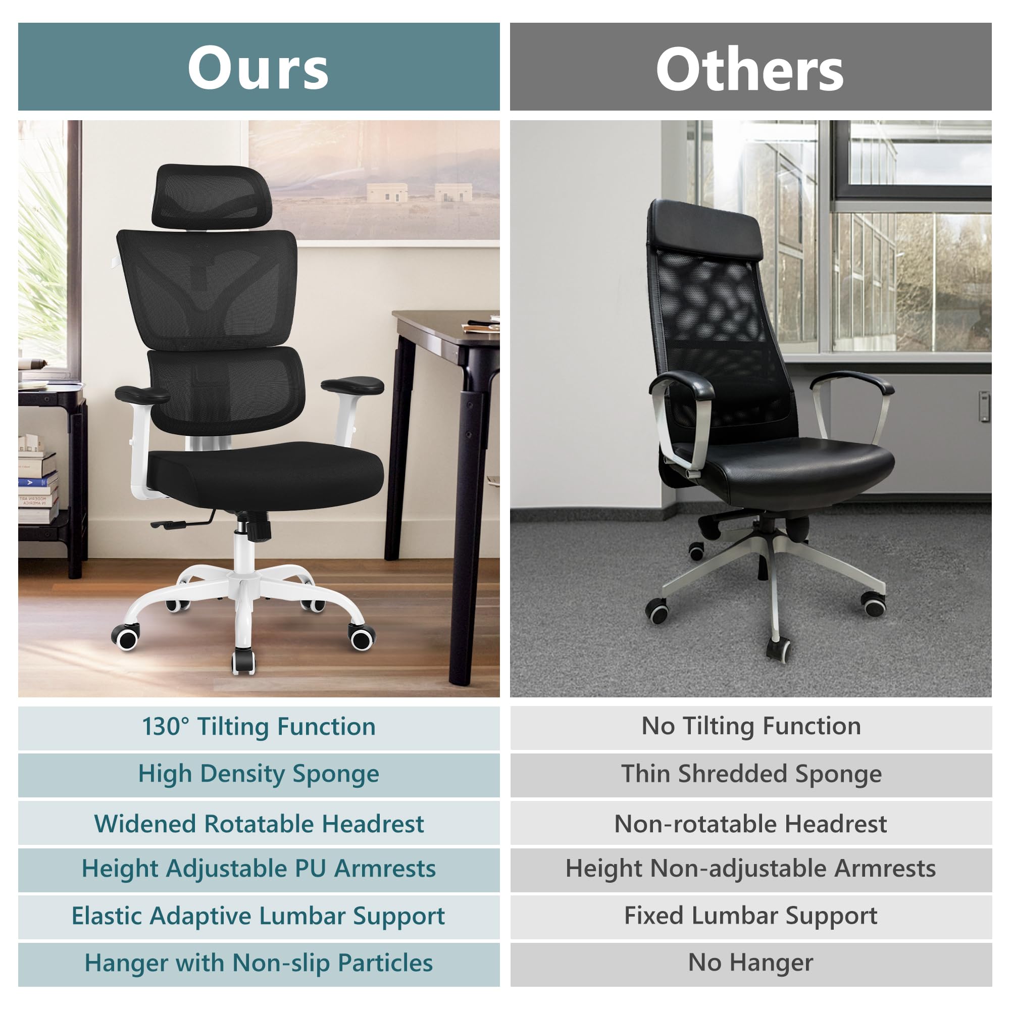 Ergonomic Office Chair with Lumbar Support - High Back Mesh Computer Desk Chair for Home & Gaming - Adjustable Armrests & Reclining Function - Big and Tall Comfortable Chair (Orange) - Perfect for Long Work Hours, Gaming Sessions & Home Office Use