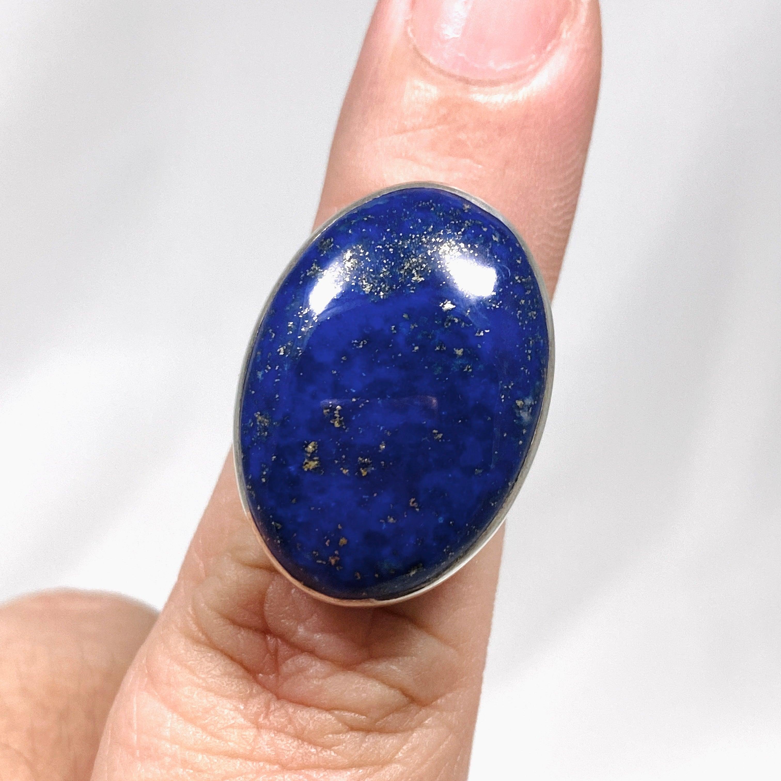 Lapis Lazuli Oval Ring Size 7 - Genuine Natural Stone Jewelry for Women | KRGJ2049 | Perfect for Meditation, Spiritual Healing & Boho Fashion