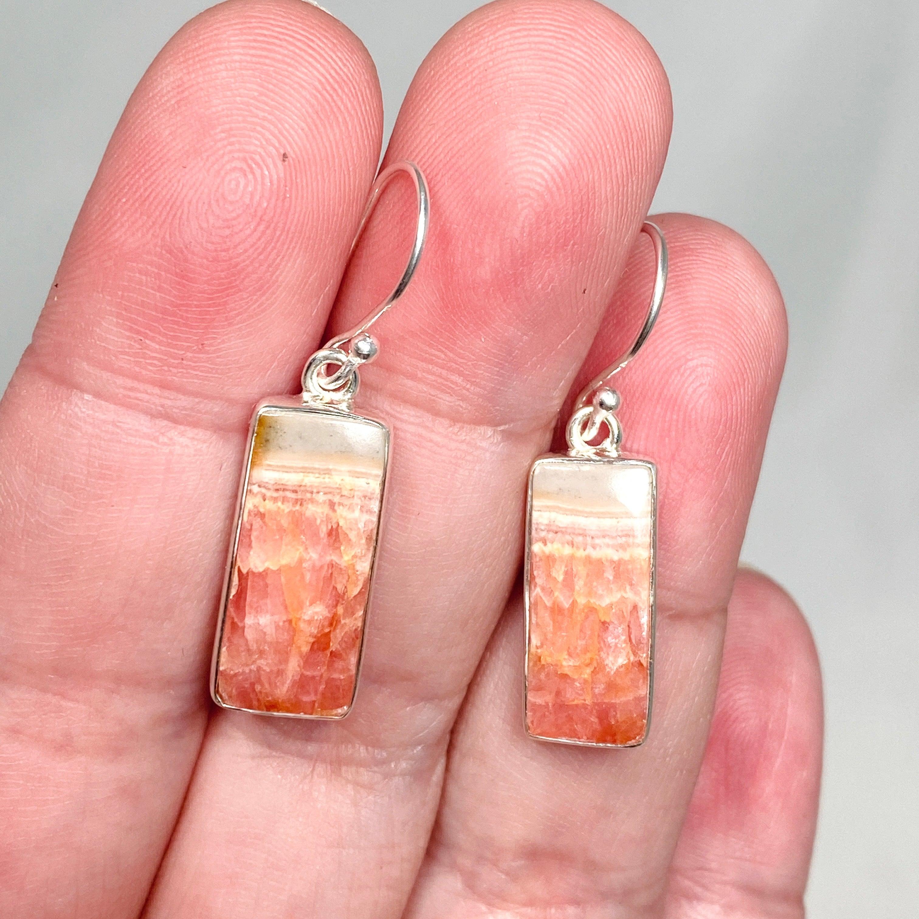 Rhodochrosite Rectangular Earrings KEGJ1456 - Elegant Gemstone Jewelry for Women | Perfect for Parties, Weddings & Special Occasions