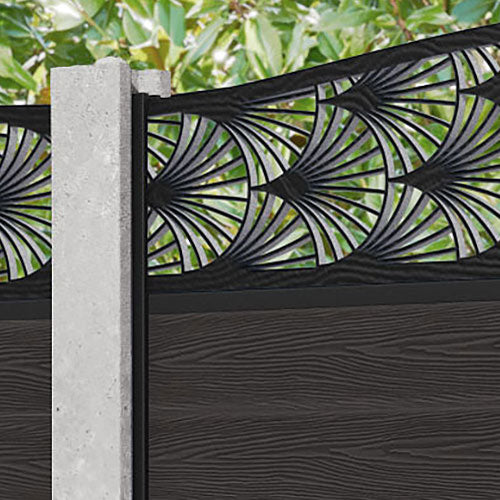 Classic Laurel Curved Top Fence Panel - Dark Oak Wood Privacy Screen for Existing Concrete Posts | Perfect for Backyard, Garden, and Property Boundary Security