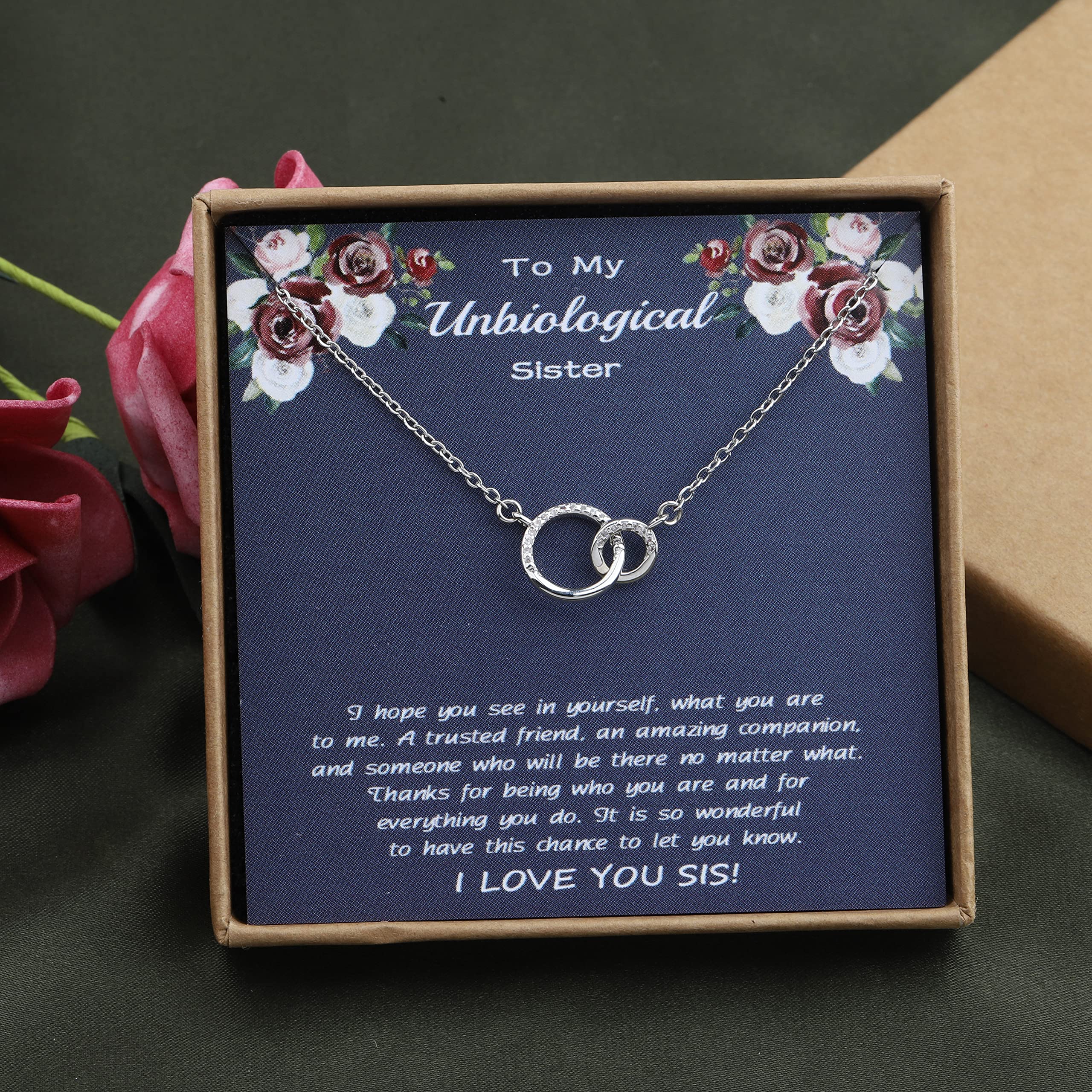 OKEYCH Bonus Sister Necklace - Unique Unbiological Sister Gift, Soul Sister Jewelry for Best Friend, Sister in Law & BFF Birthday Present - Perfect for Anniversaries, Christmas & Friendship Day Gifts