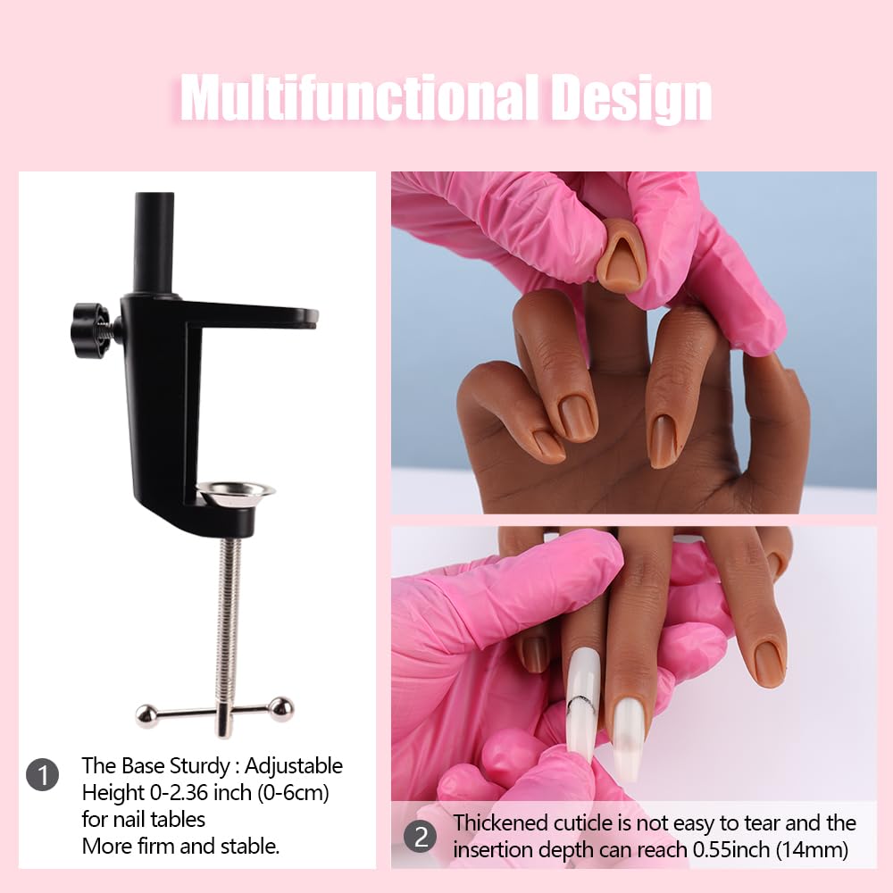 Professional Silicone Practice Hand for Acrylic Nails - Adjustable Mannequin Hand for Nail Art Training, Perfect for DIY Beginners & Salon Artists | Ideal for Home Practice, Nail School & Professional Demonstrations