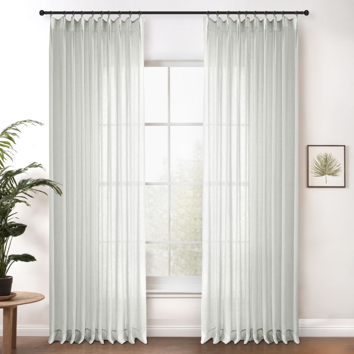 Pink Cloud Linen Sheer Curtains - Natural Soft Breezy Custom Drapes with Pleated Design for Bedroom & Living Room Window Decor