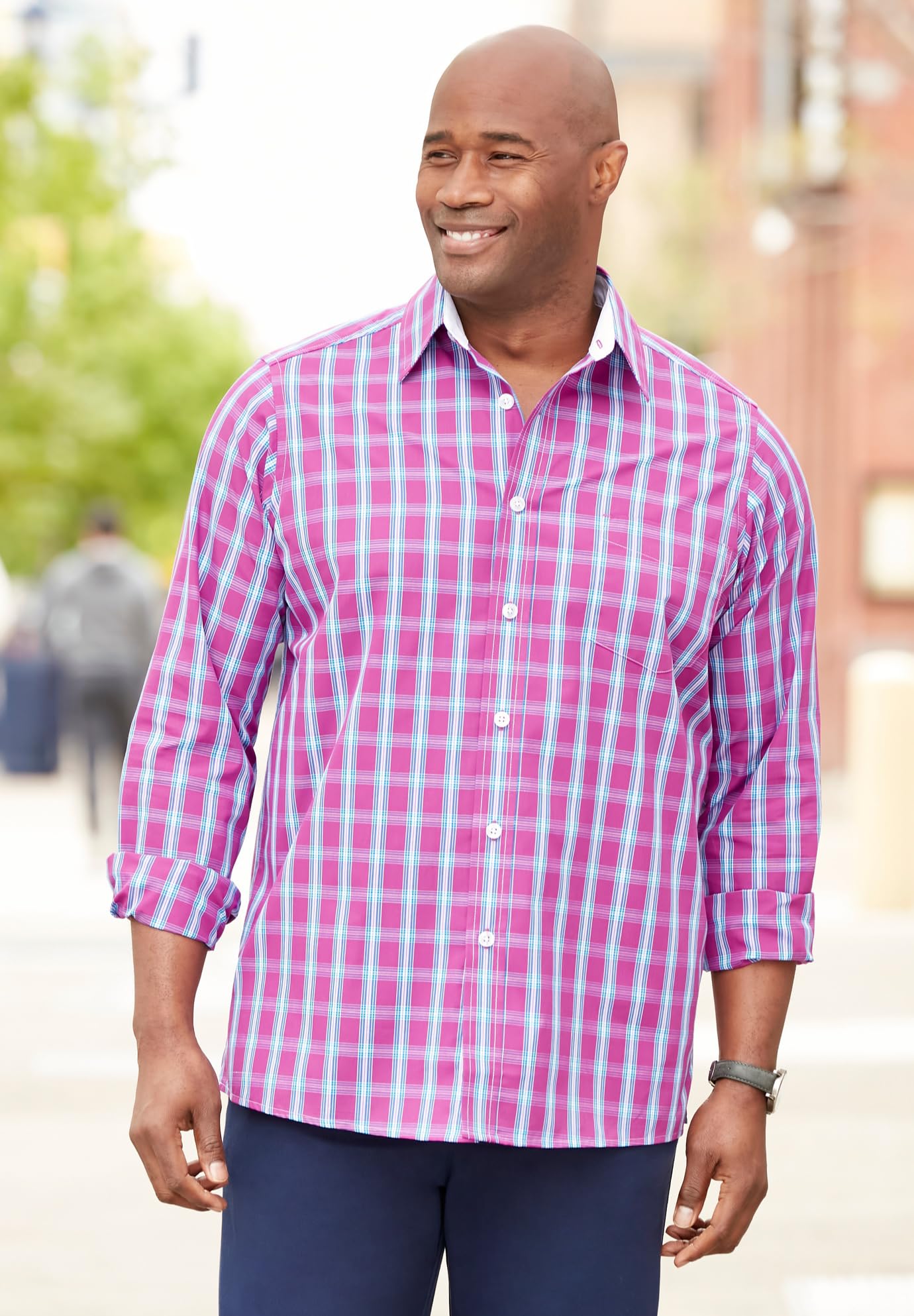 KingSize Men's Big & Tall No-Tuck Casual Shirt - Comfortable Long Sleeve Button Down for Work & Relaxation