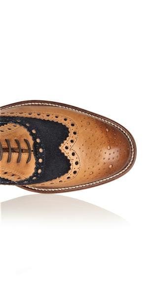 Stylish Men's Brogue Gatsby Shoes in Tan & Navy - Perfect for Formal Events, Weddings & Office Wear