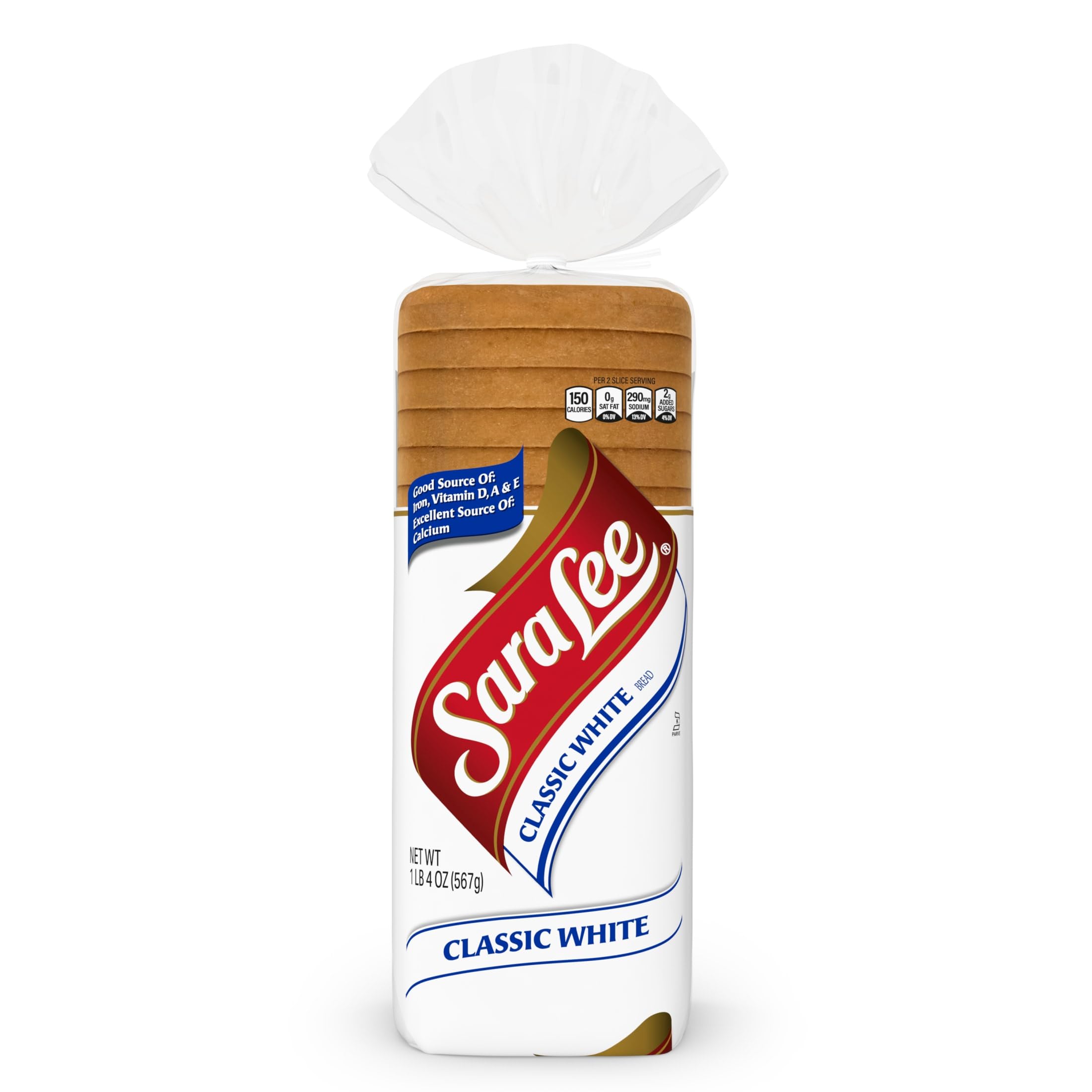Sara Lee Classic White Sandwich Bread - 20 Oz Loaf, No Artificial Colors or Flavors | Perfect for Sandwiches, Toast & Family Breakfast