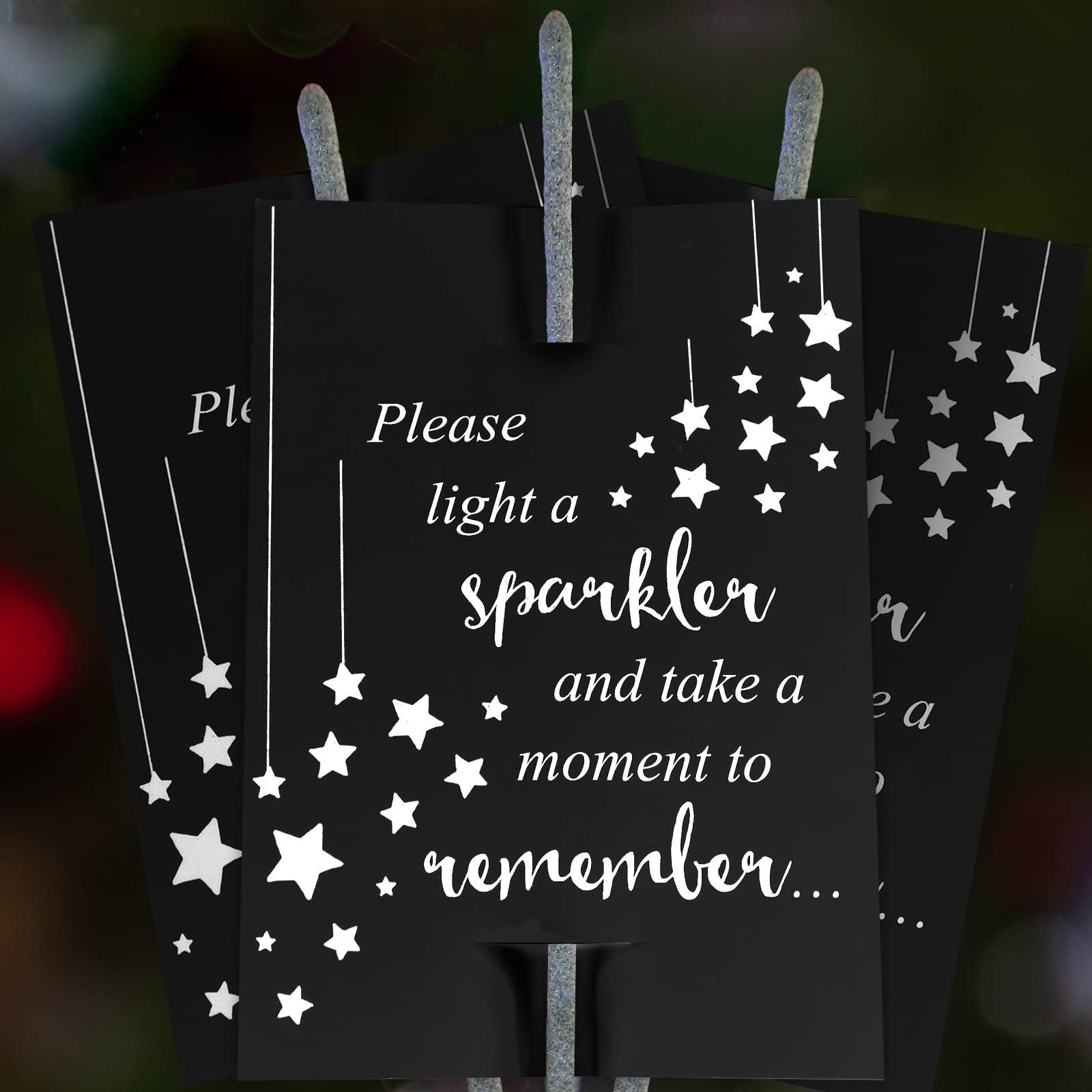 Outus 50-Pack Memorial Sparkler Cards - Celebration of Life Decorations, Double-Sided Funeral Memorial Cards for Birthday, Anniversary & Memorial Services | Perfect for Funeral Homes, Graveside Tributes & Life Celebration Events