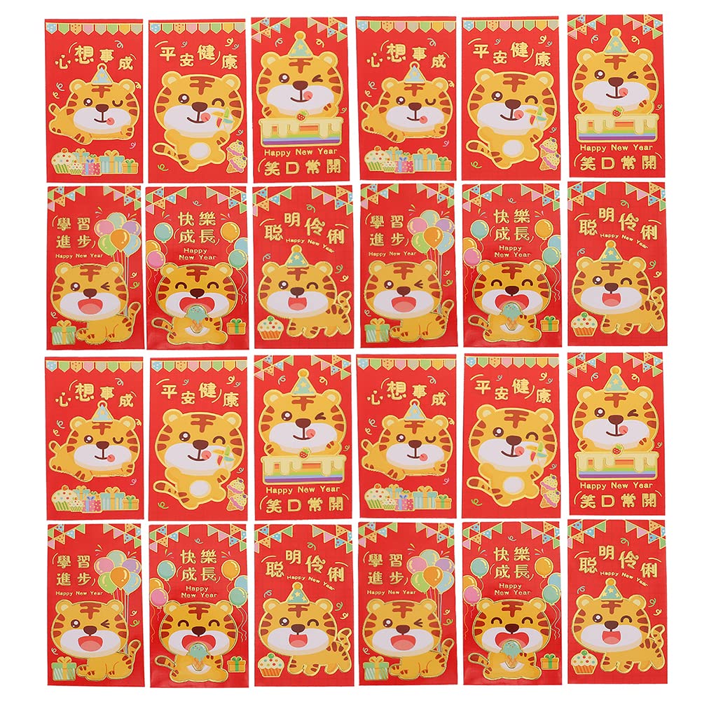60 Pcs 2022 Chinese New Year Red Envelopes - Year of The Tiger Money Packets with Cartoon Tiger Design for Good Luck, Prosperity & Blessings | Perfect for Lunar New Year Gifts, Spring Festival Celebrations, Birthday Money & Wedding Ang Pao