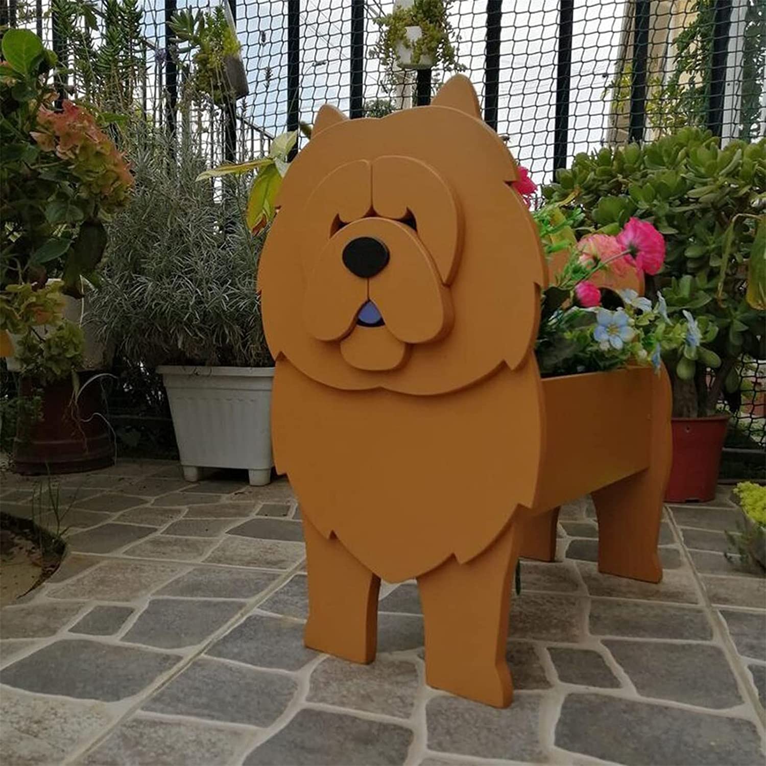 Handmade Dog Planter Pot - Chow Chow Brown Ceramic Flower Pot for Cactus, Succulents & Plants | Garden, Office & Home Decor Gift | Perfect for Indoor & Outdoor Decorations