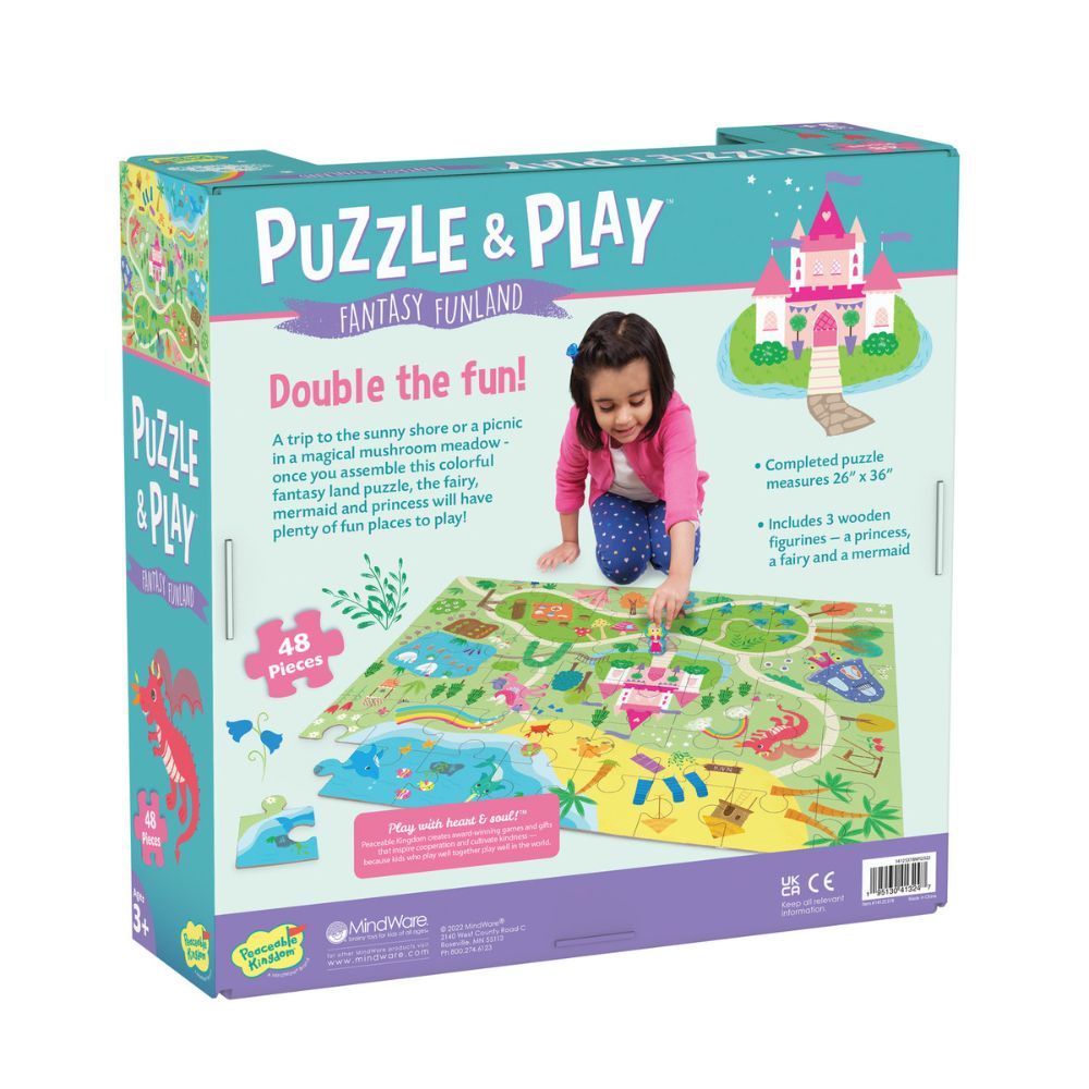 Peaceable Kingdom Fantasy Funland Puzzle & Play Set – Interactive Jigsaw Puzzle for Kids, Family Game Night & Educational Playtime