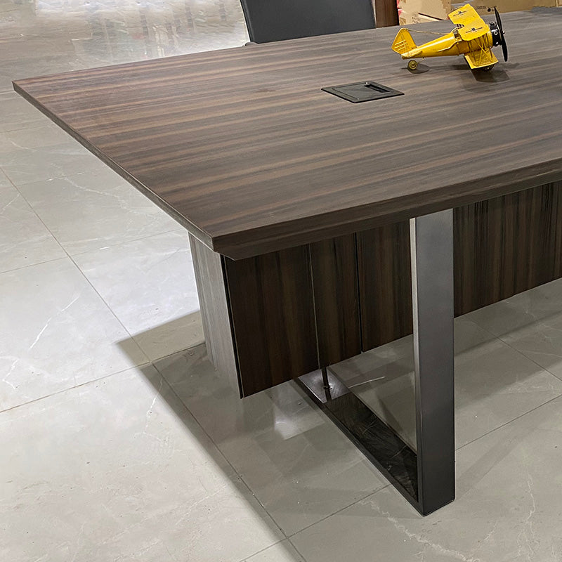 INIGO 8ft Boardroom Meeting Table - Hazelnut & Black Finish - Large Conference Table for Office, Meeting Room, and Corporate Events