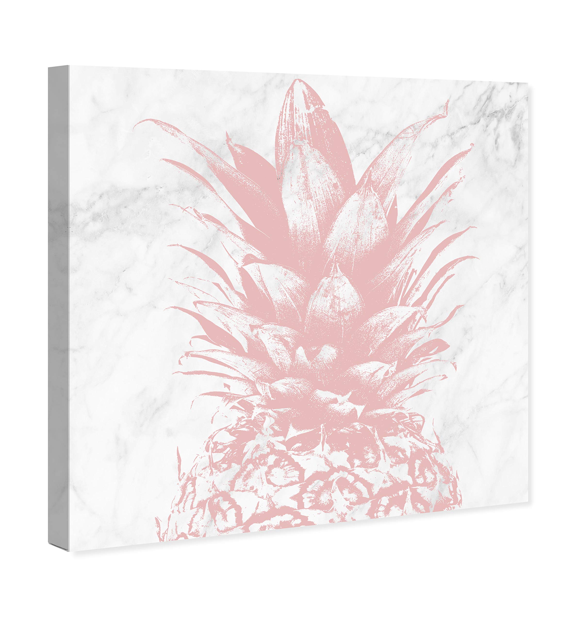 Pastel Pineapple Marble Wall Art Canvas Print - 24x24 Inch Pink & White Kitchen Decor - Modern Food Art for Dining Room, Cafe & Home Decoration