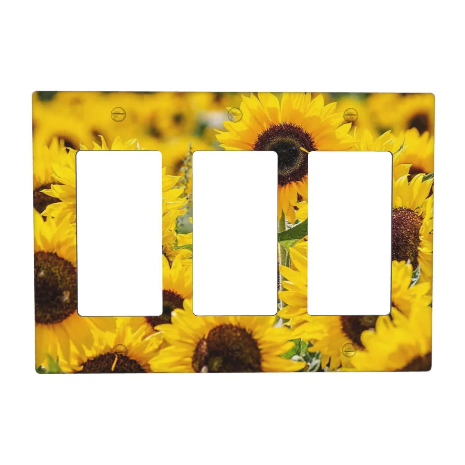Decorative Sunflower Triple Gang Rocker Light Switch Cover - 3-Pack Wall Plate Outlet Covers for Bedroom, Kitchen & Home Decor | Easy Installation & Stylish Upgrade for Any Room