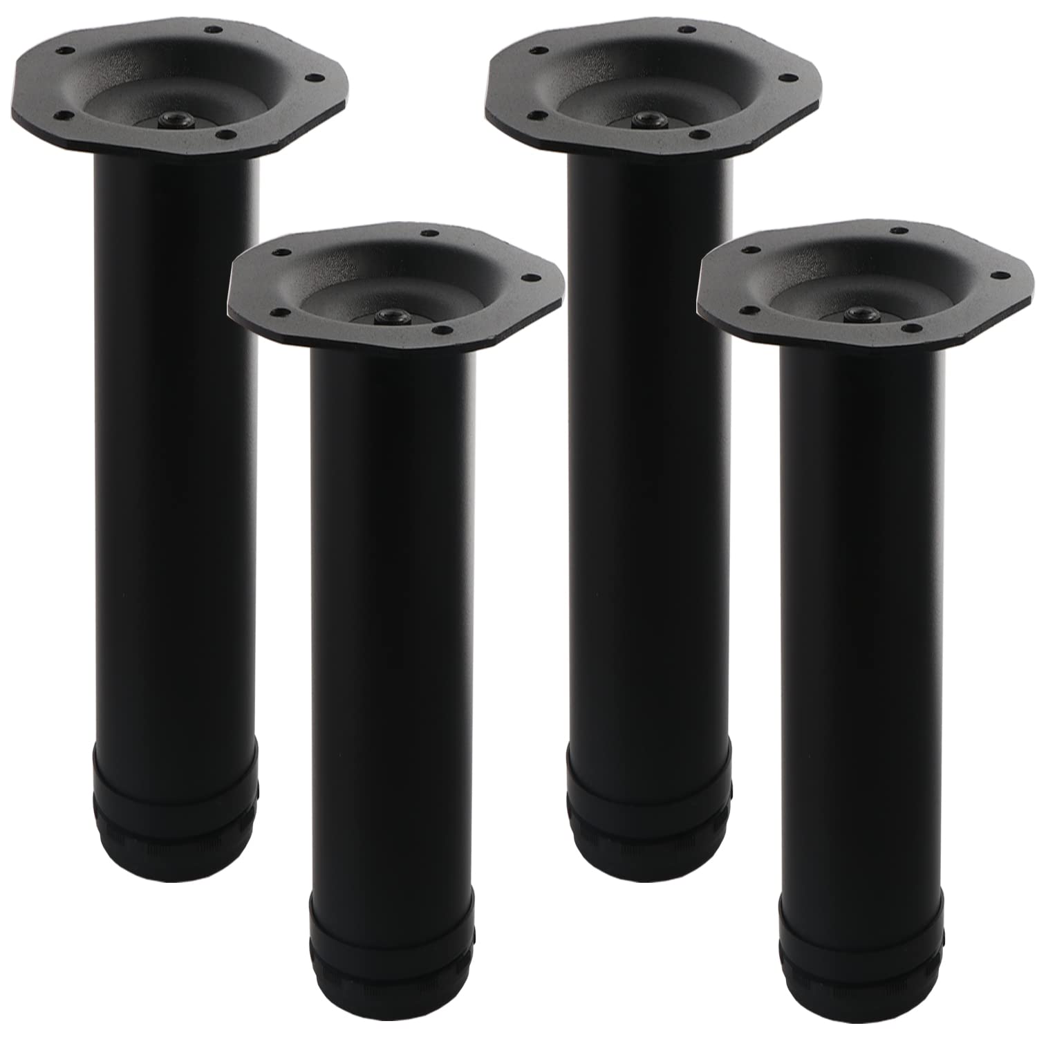 16 Inch Adjustable Metal Furniture Legs - Heavy Duty Steel Round Table Feet for Coffee Table & Cabinet (4pcs) - Modern Home Decor