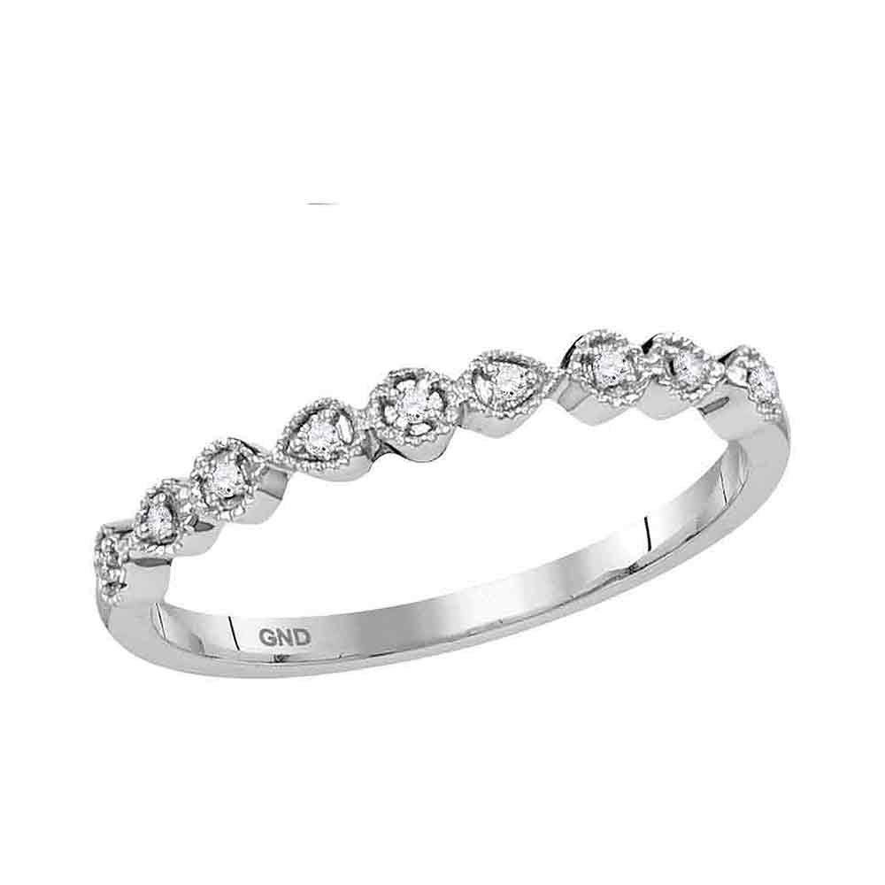 10K White Gold Women's Round Diamond Stackable Band Ring - 1/20 CTTW - Perfect for Stacking, Layering & Everyday Elegance