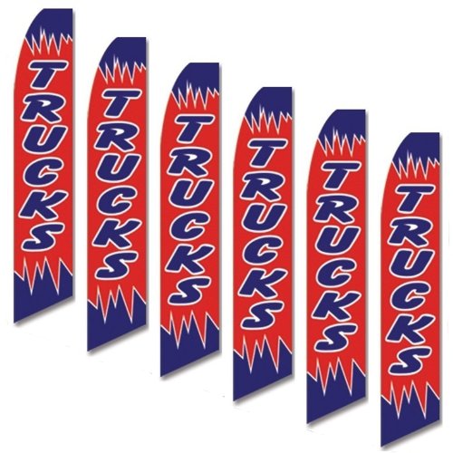 6 Pack Red and Blue Full Sleeve Swooper Truck Flags - Durable Car Decor for Sports Events, Parades & Tailgating Parties